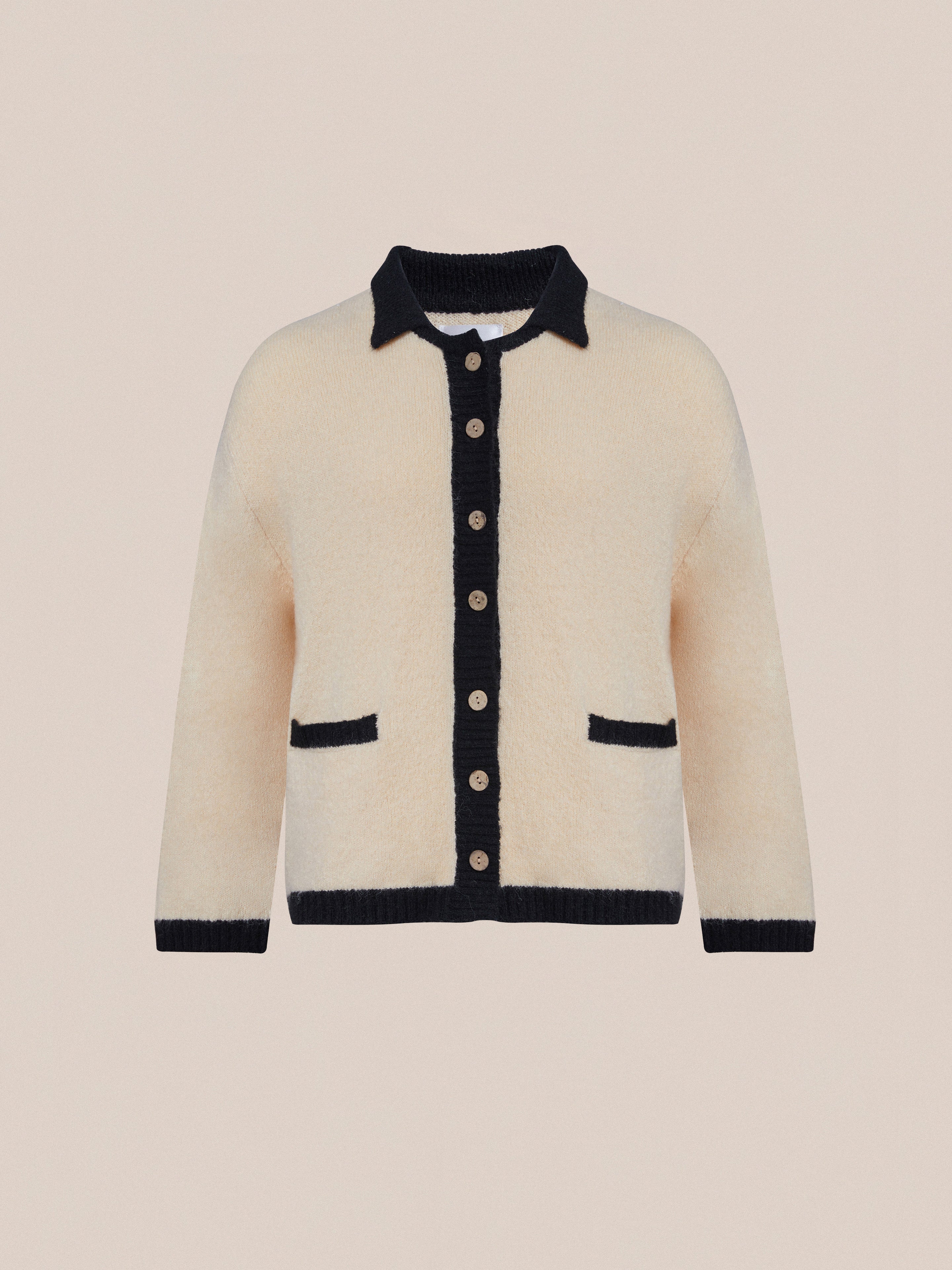Sima Contrast Collar Knitted Cardigan | Modern Menswear by yycbvcnbmmnbm