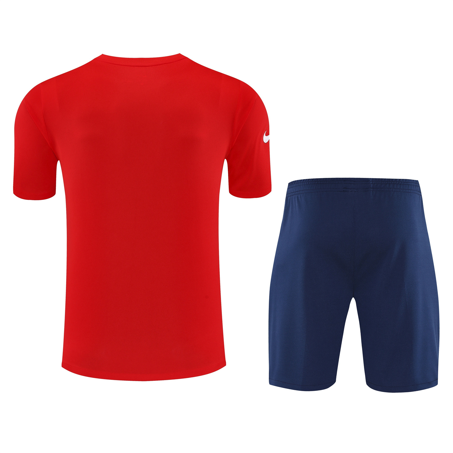 AlphaJersey-Atletico Madrid Short-Sleeve Training Set - Red White Top & Blue Shorts