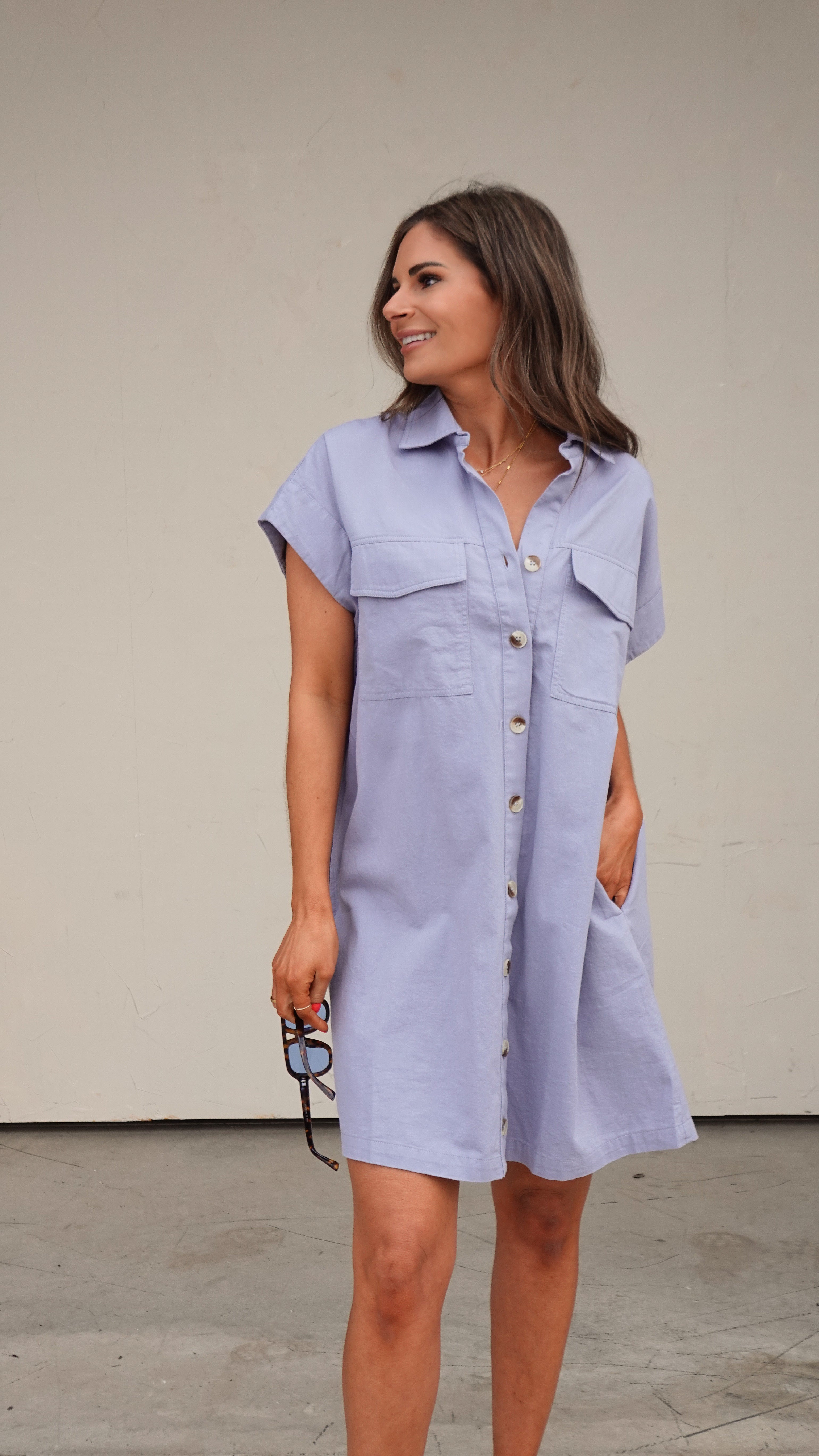 Blue Utility-Style Button Front Dress | Elegant Women's Fashion by coolavocek
