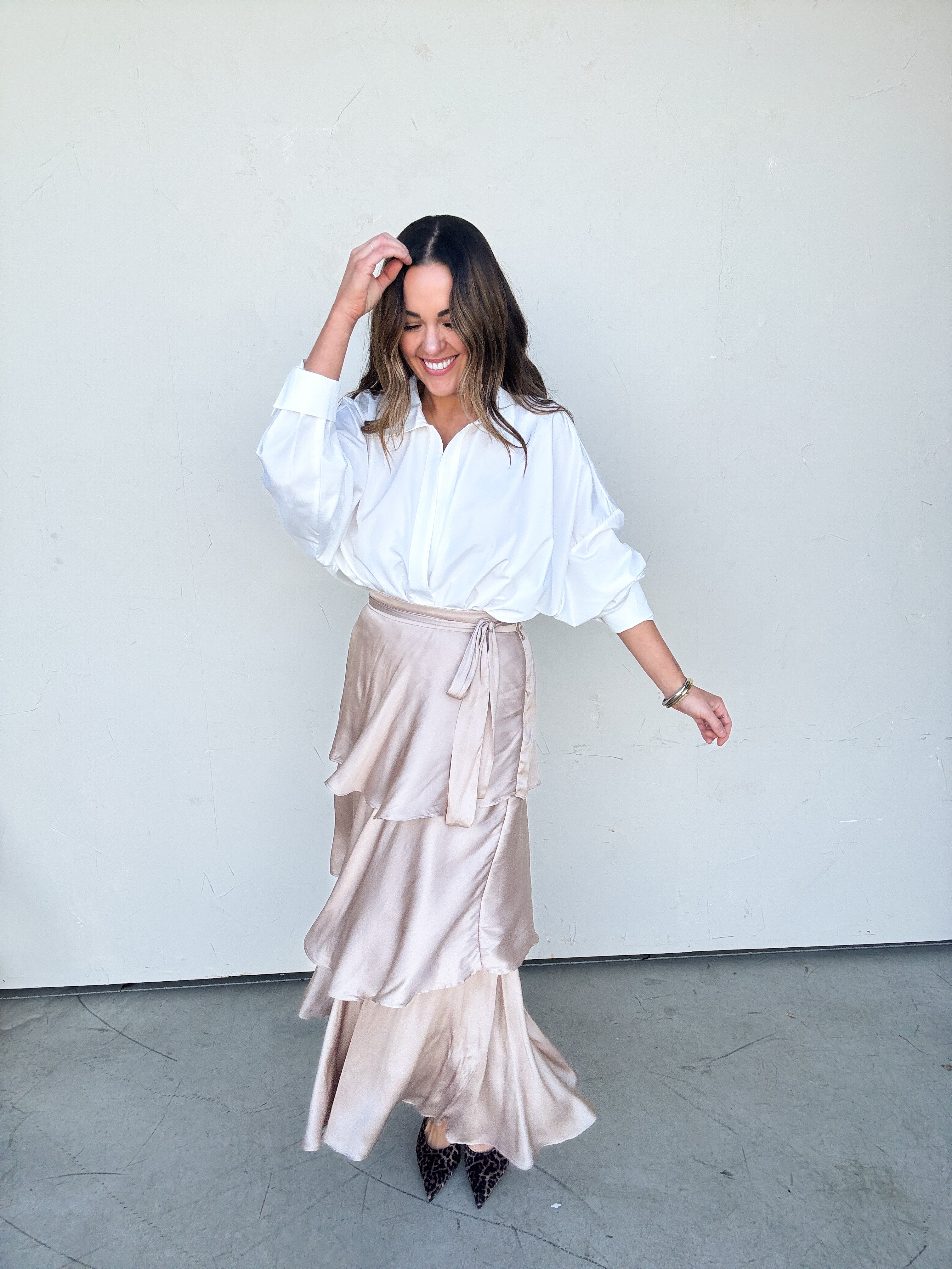 Tiered Satin Maxi Skirt | Elegant Women's Fashion by coolavocek