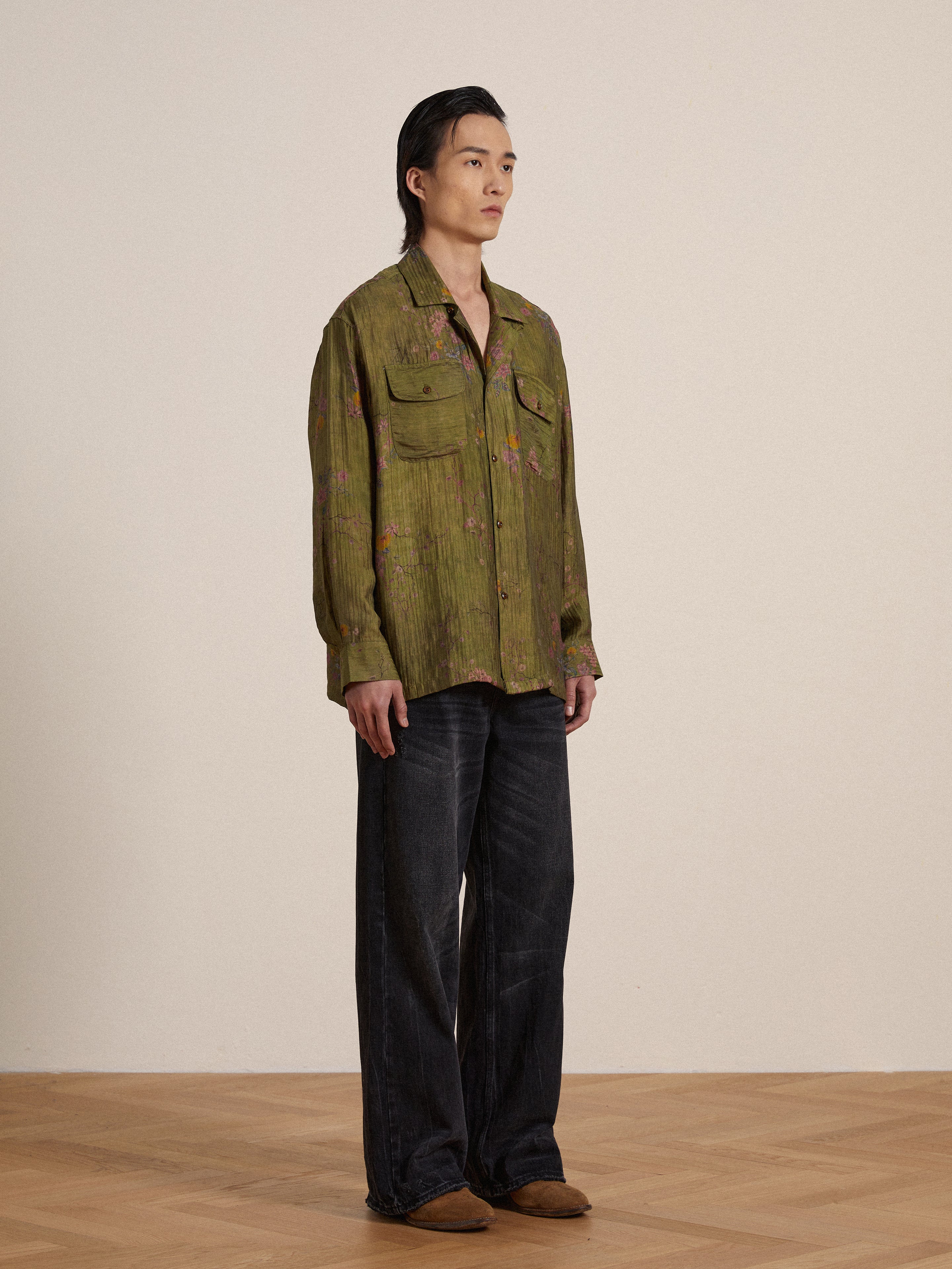 Floral Moss LS Camp Shirt | Modern Menswear by yycbvcnbmmnbm