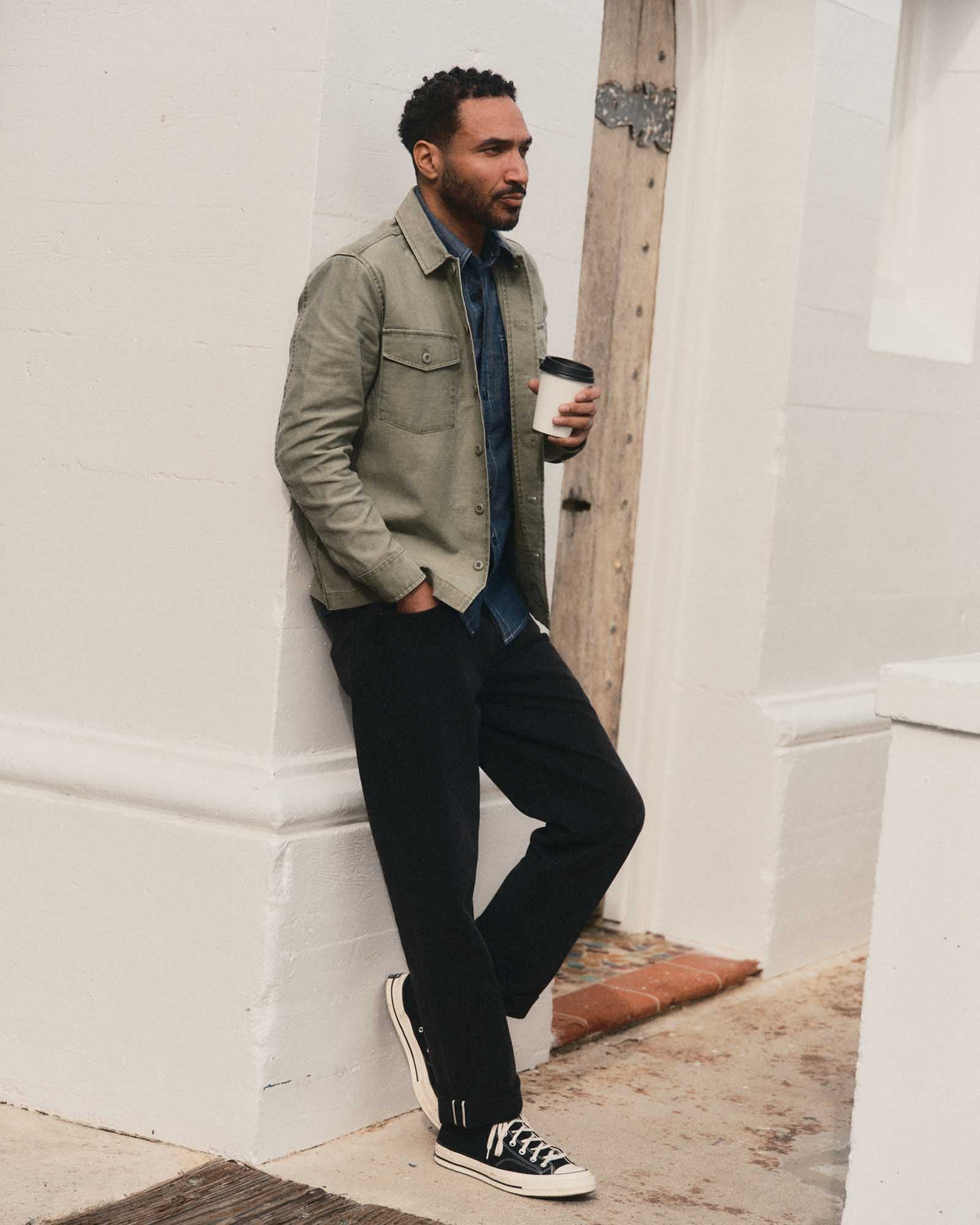 The Surplus Shirt in Field Olive Reverse Sateen | Modern Menswear by yycbvcnbmmnbm