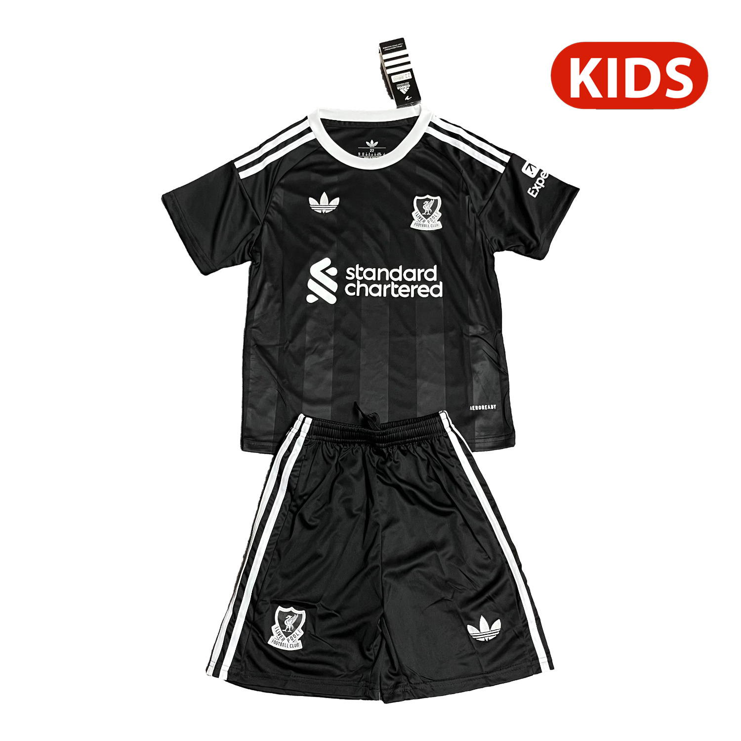 AlphaJersey-Liver.pool 25-26 Trefoil Black Goalkeeper Kids Kit