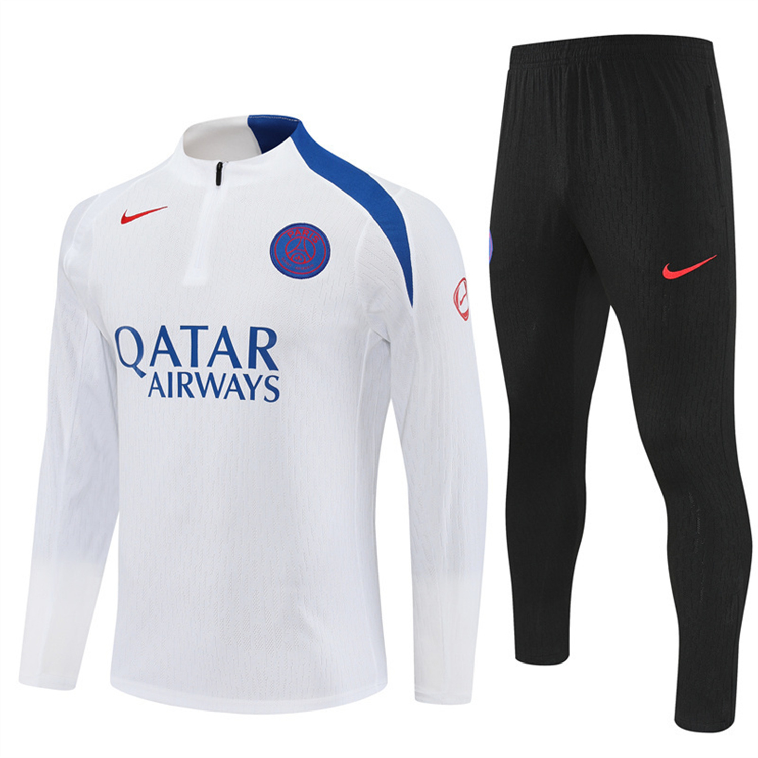 AlphaJersey-Paris Saint-Germain PSG 25-26 Long Sleeve Training Set - Player Version - White Top and Black Pants