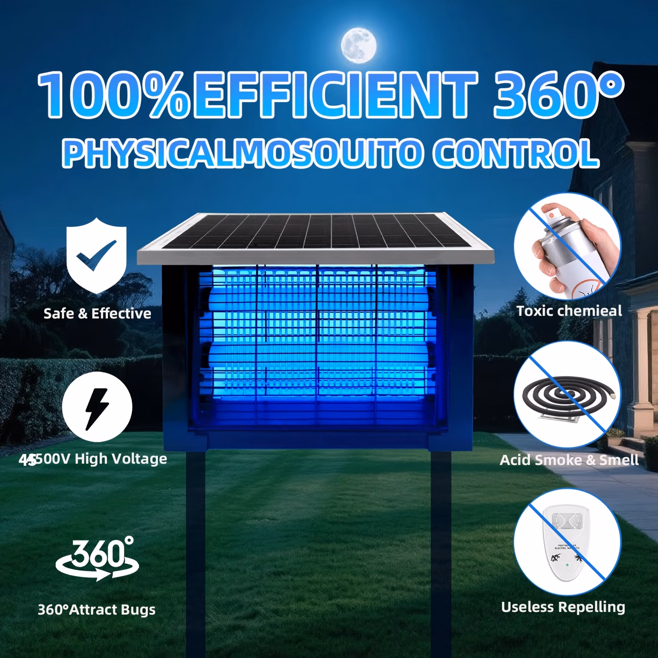 powerful large solar bug zapper outdoor for 2000sq ft poartable rechargeable mosquito zapper with high powered cordless solar fly zapper for patio garden backyard rv camping pond pest control Product details 1