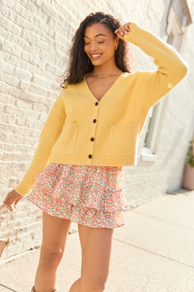 Kathryn Yellow Long Sleeve Cardigan SALE | Elegant Women's Fashion by coolavocek