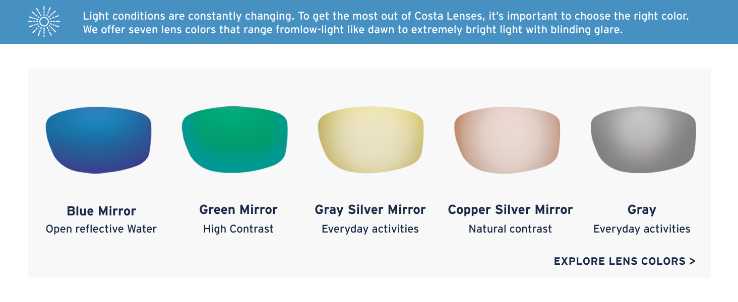 Range of colored lenses