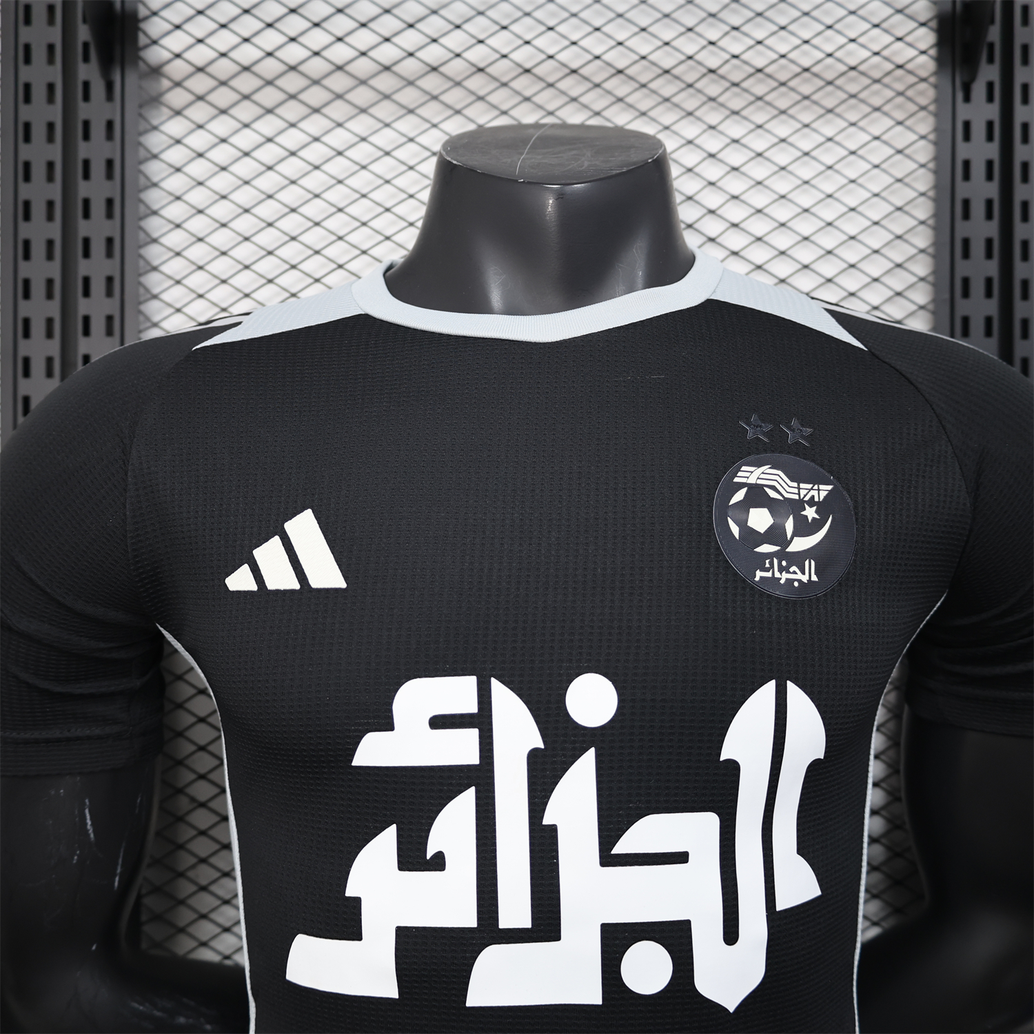AlphaJersey-Algeria 25-26 Pure Black with White Chest Text Jersey - Player Version