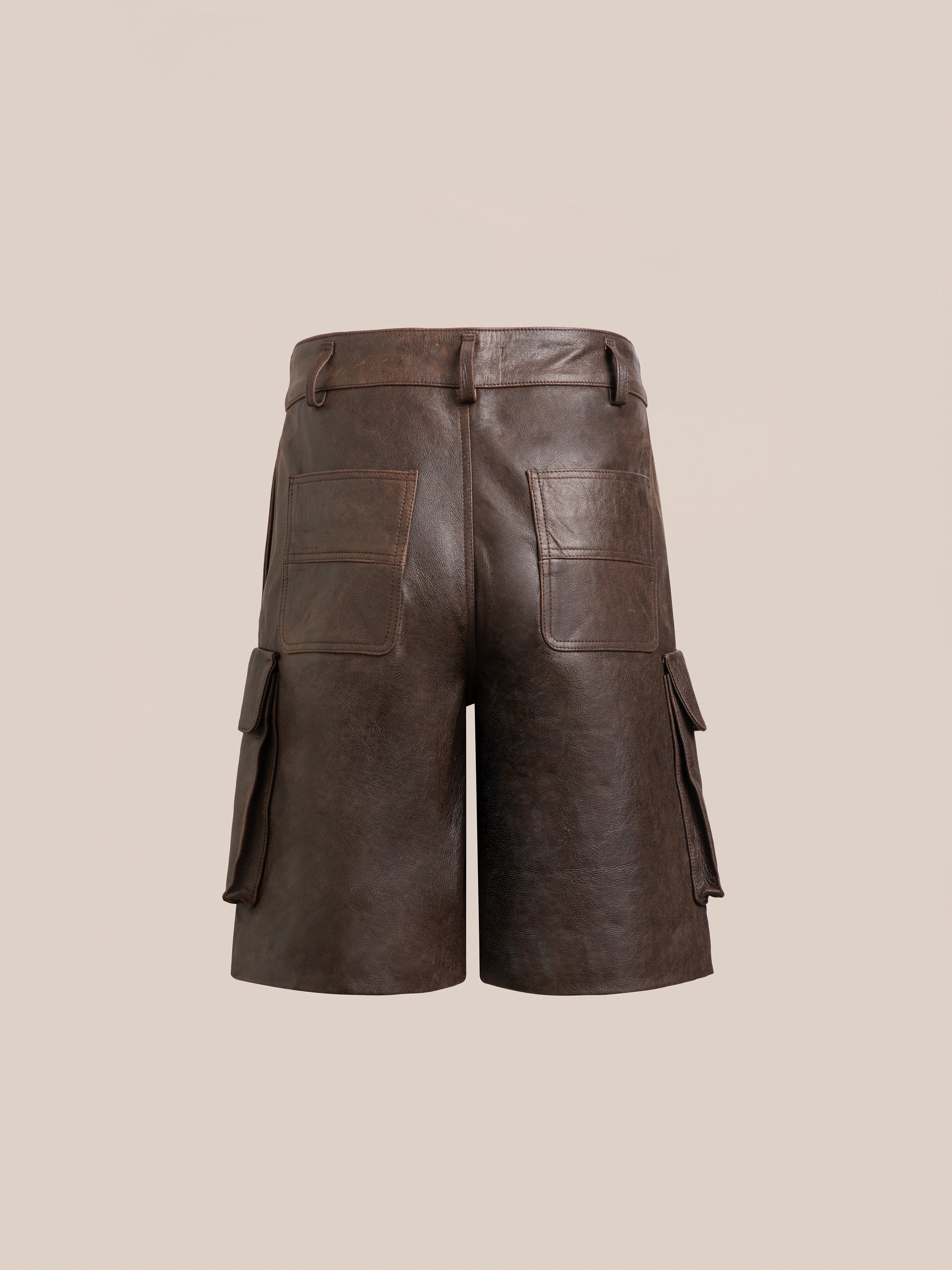 Dusk Distressed Genuine Leather Cargo Shorts | Modern Menswear by yycbvcnbmmnbm