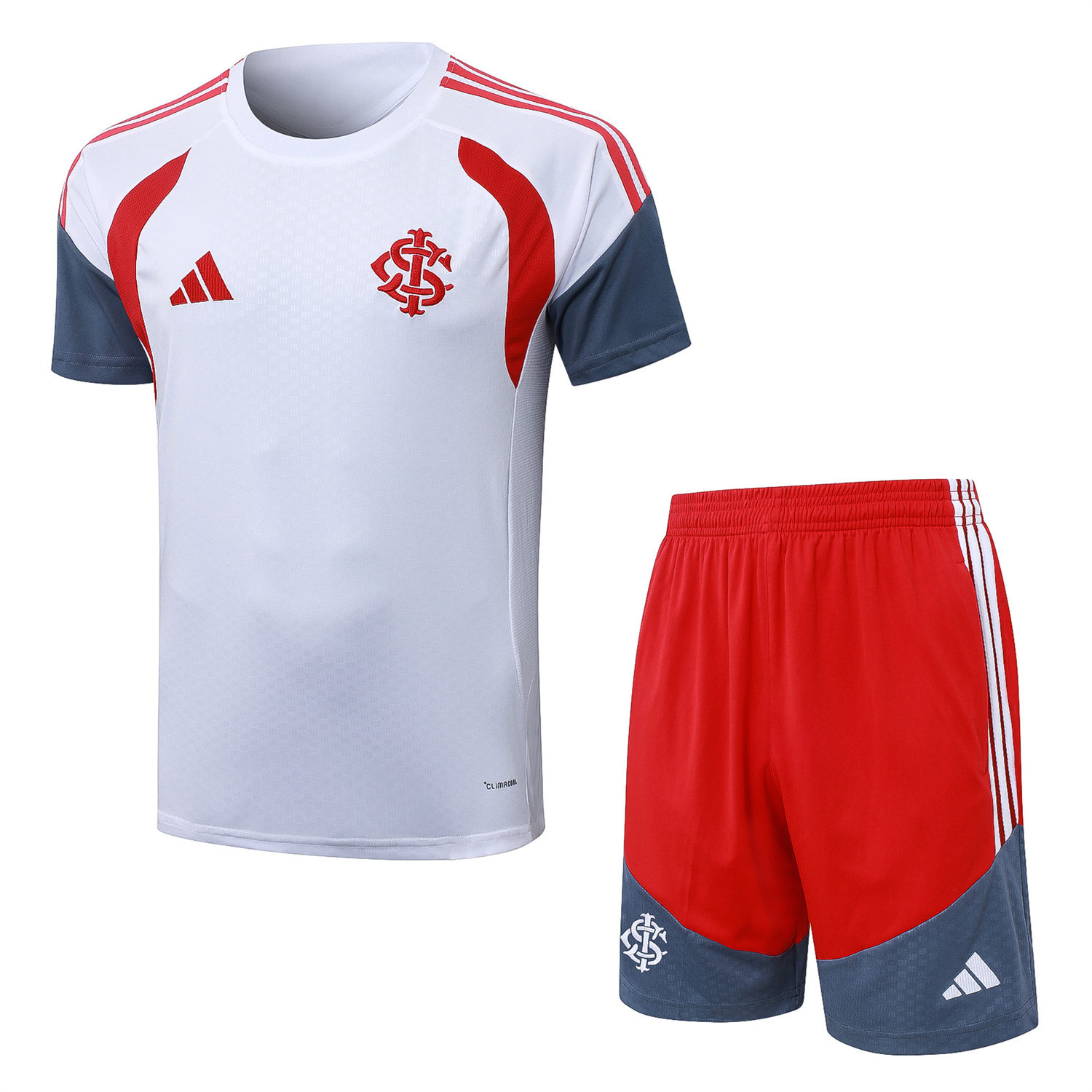 AlphaJersey-SC Internacional 2026 Short-Sleeve Training Set - White Top and Red Shorts