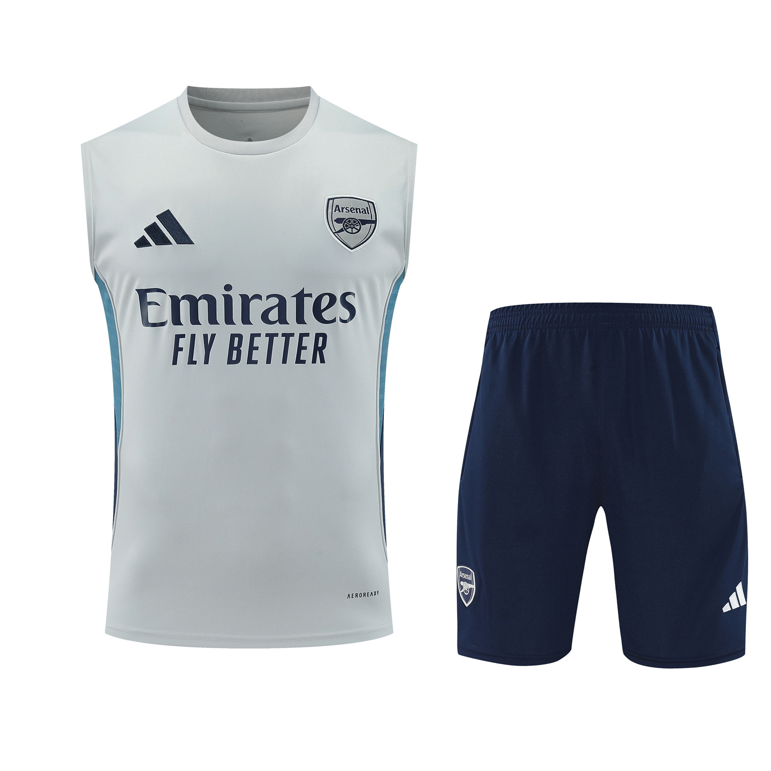 AlphaJersey-Arsenal 25-26 Vest Training Set - Grey Top & Deep Blue Shorts