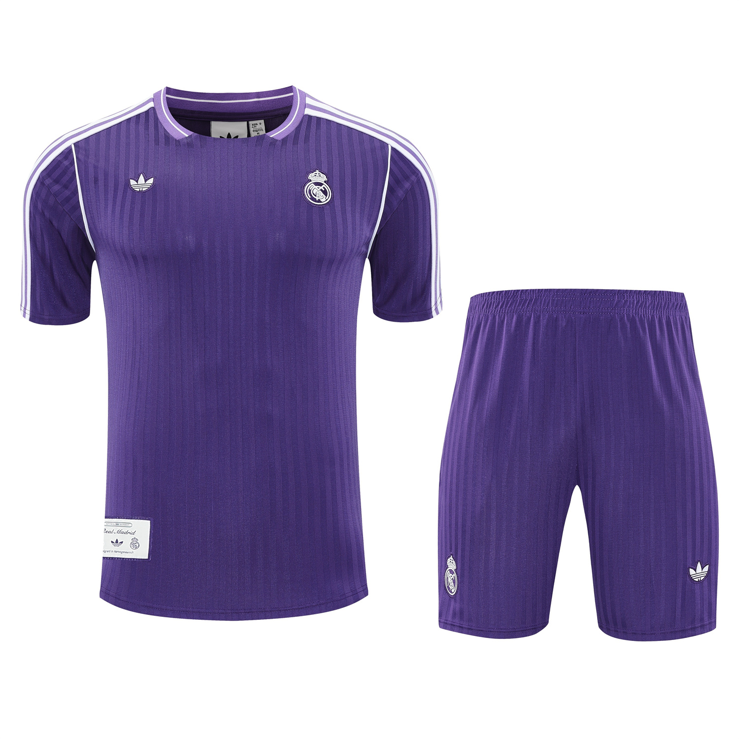 AlphaJersey-Real Madrid 25-26 Short-Sleeve Training Set - Pure Purple Top & Purple Shorts
