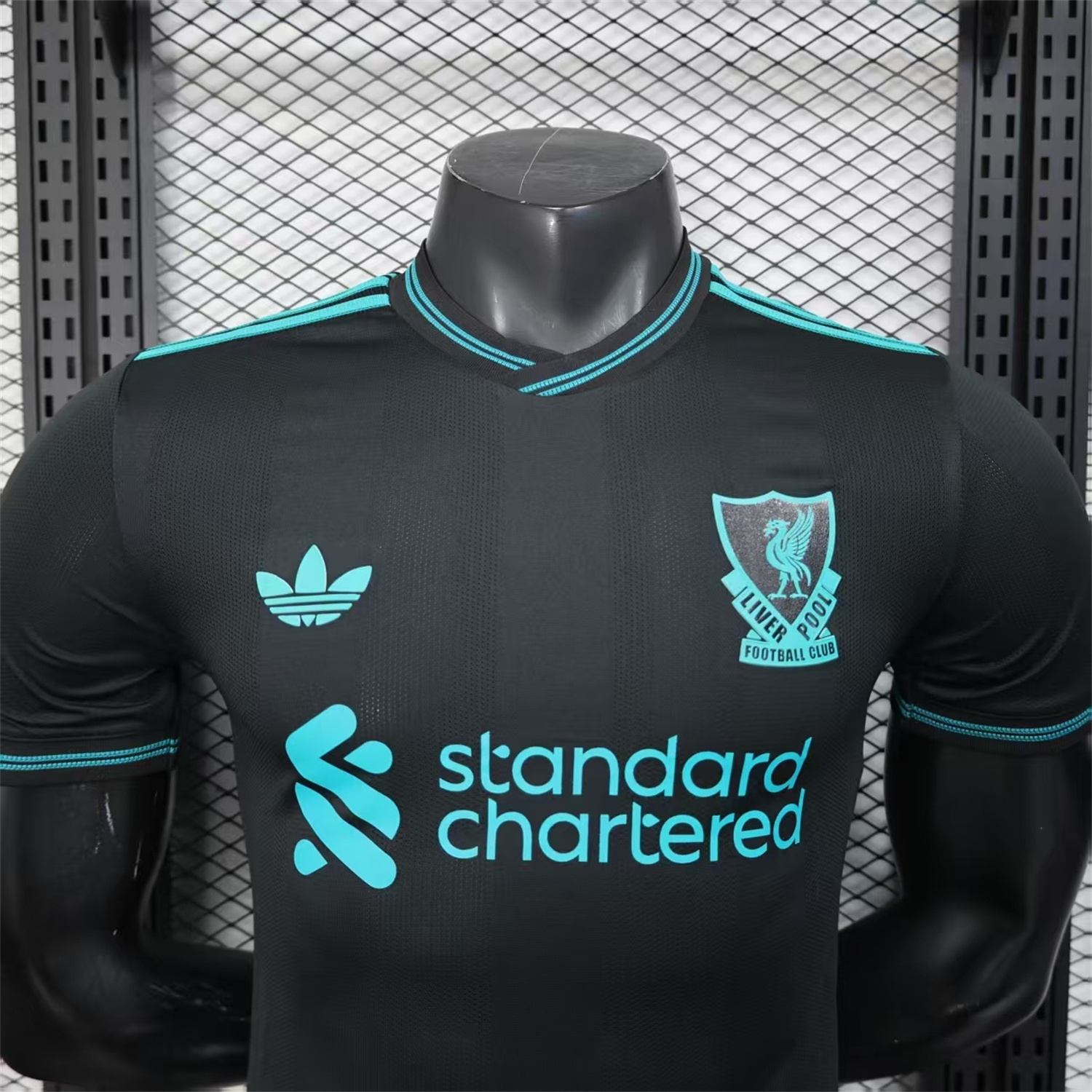 AlphaJersey-Liver.pool 25-26 Black Special Cyan Sponsor Jersey - Player Version