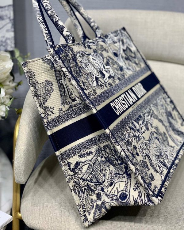 Dior Book Tote M1286 Blue Toile de Jouy Embroidery - Wholesales High Quality Handbags Store