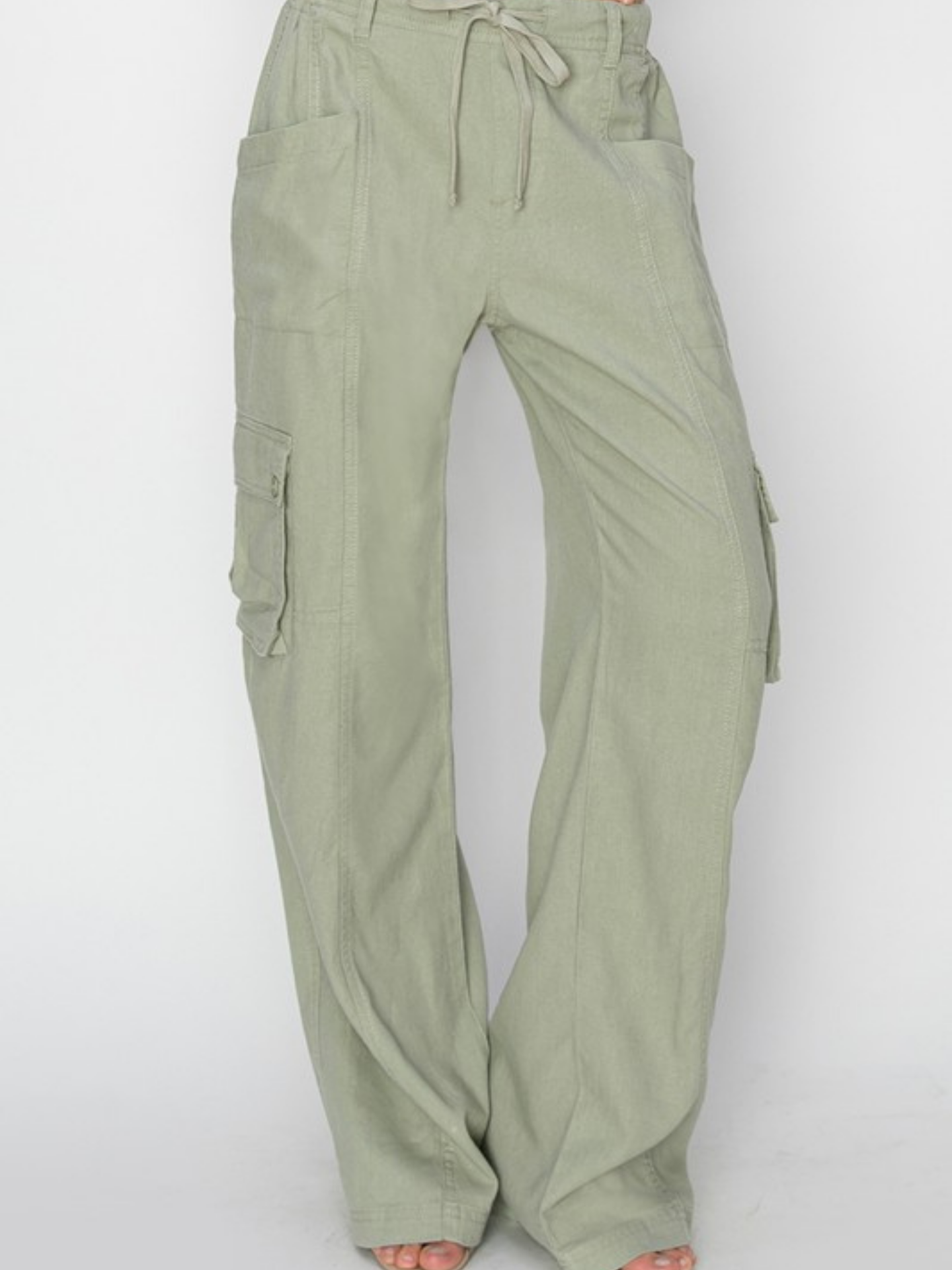 Green Linen Cargos | Elegant Women's Fashion by coolavocek