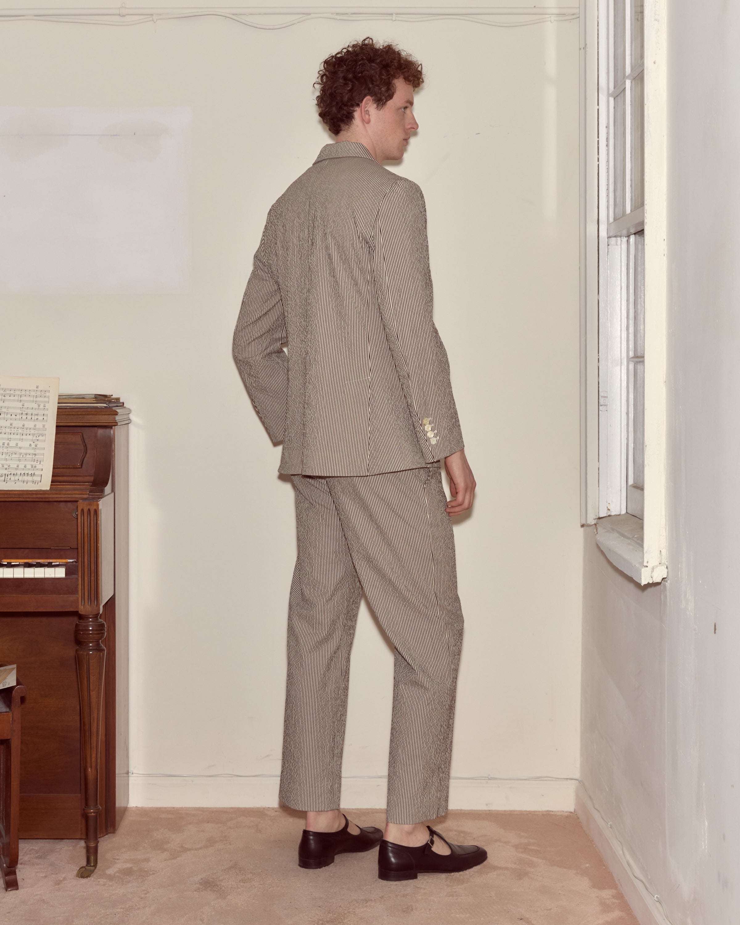Seersucker Cafe Stripe Suit Jacket | Modern Menswear by yycbvcnbmmnbm