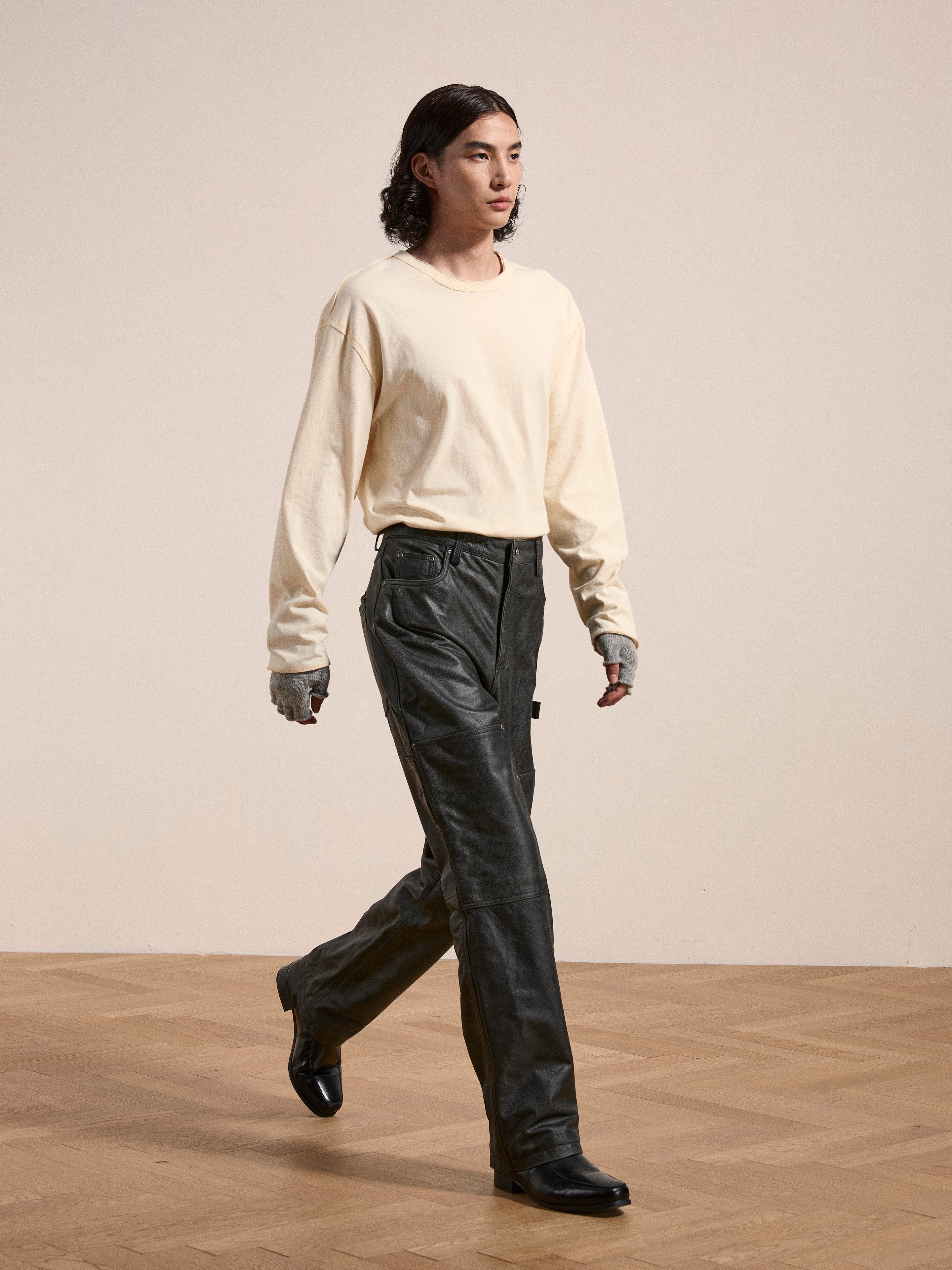 Distressed Genuine Leather Carpenter Pants | Modern Menswear by yycbvcnbmmnbm