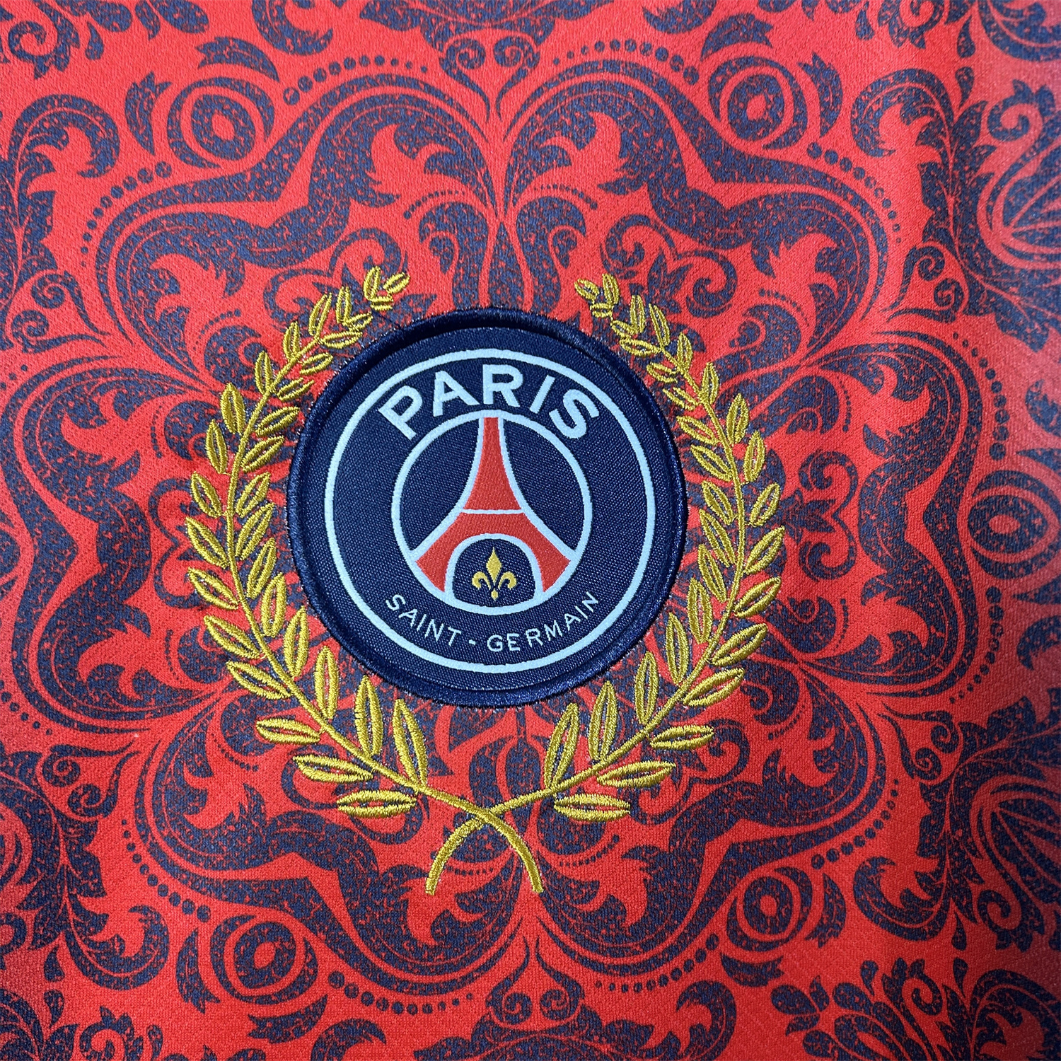 AlphaJersey-Paris Saint-Germain PSG 25-26 Champions League Commemorative Edition Red Blue Flower Pattern T-shirts