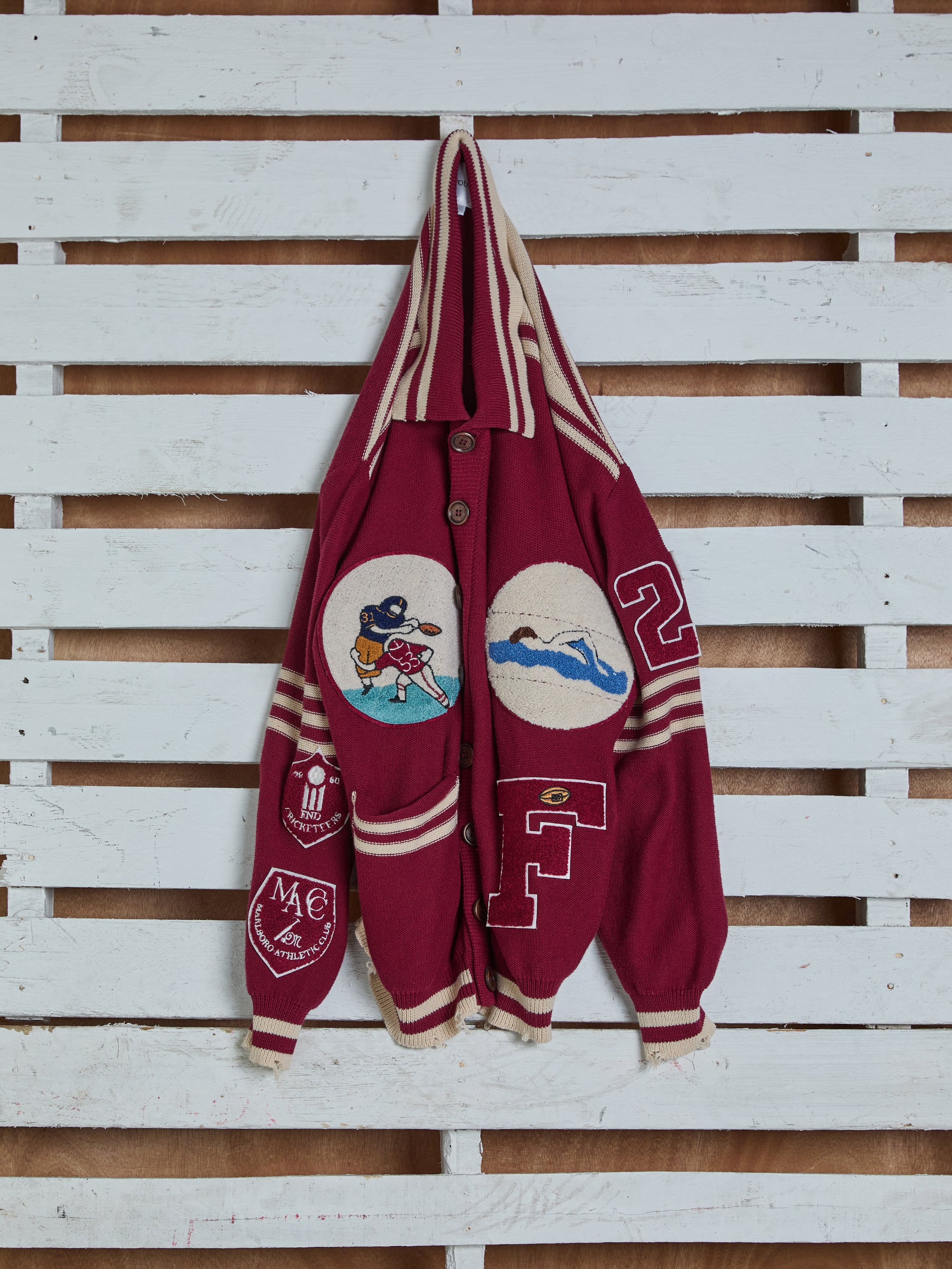 Fin Varsity Patch Collared Cardigan | Modern Menswear by yycbvcnbmmnbm