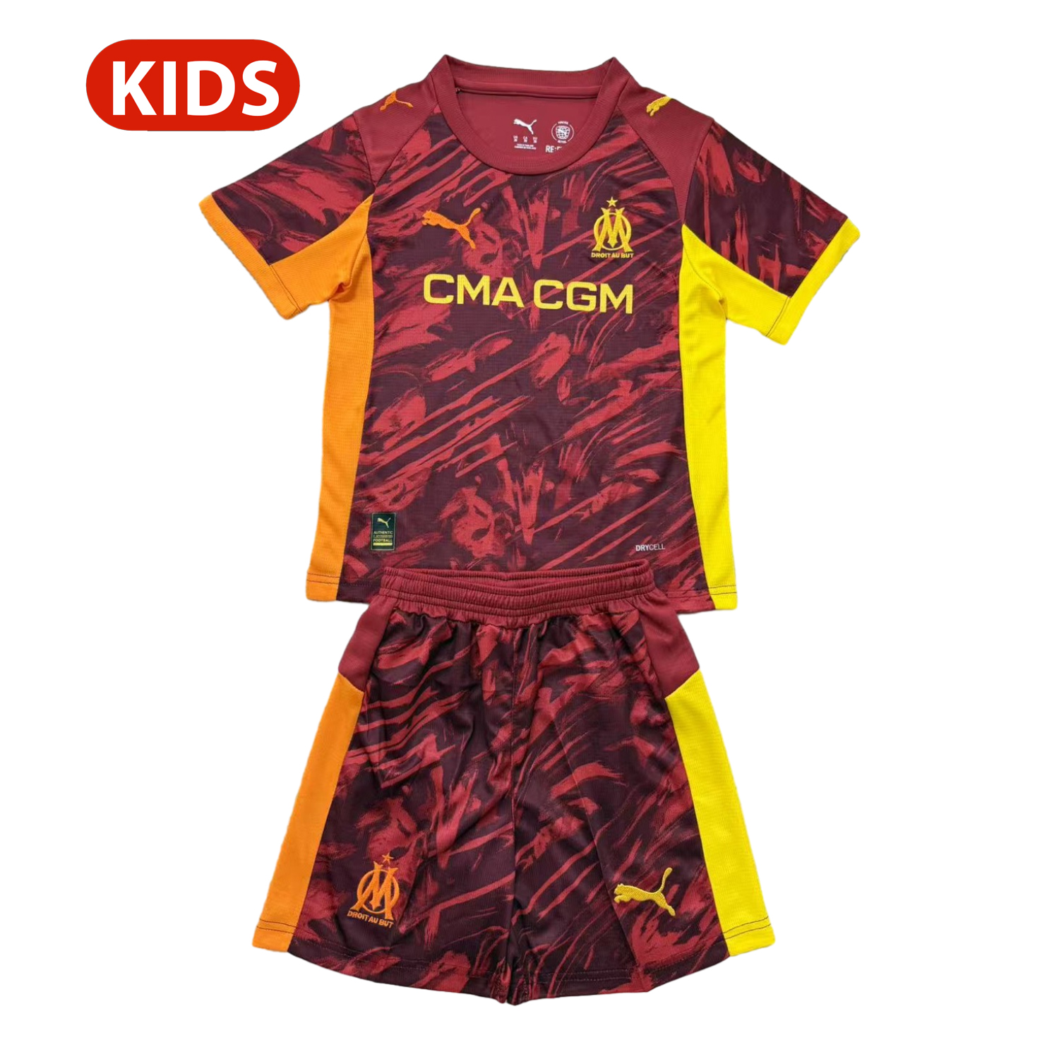 AlphaJersey-Marseille 25-26 Deep Red Goalkeeper Kids Kit