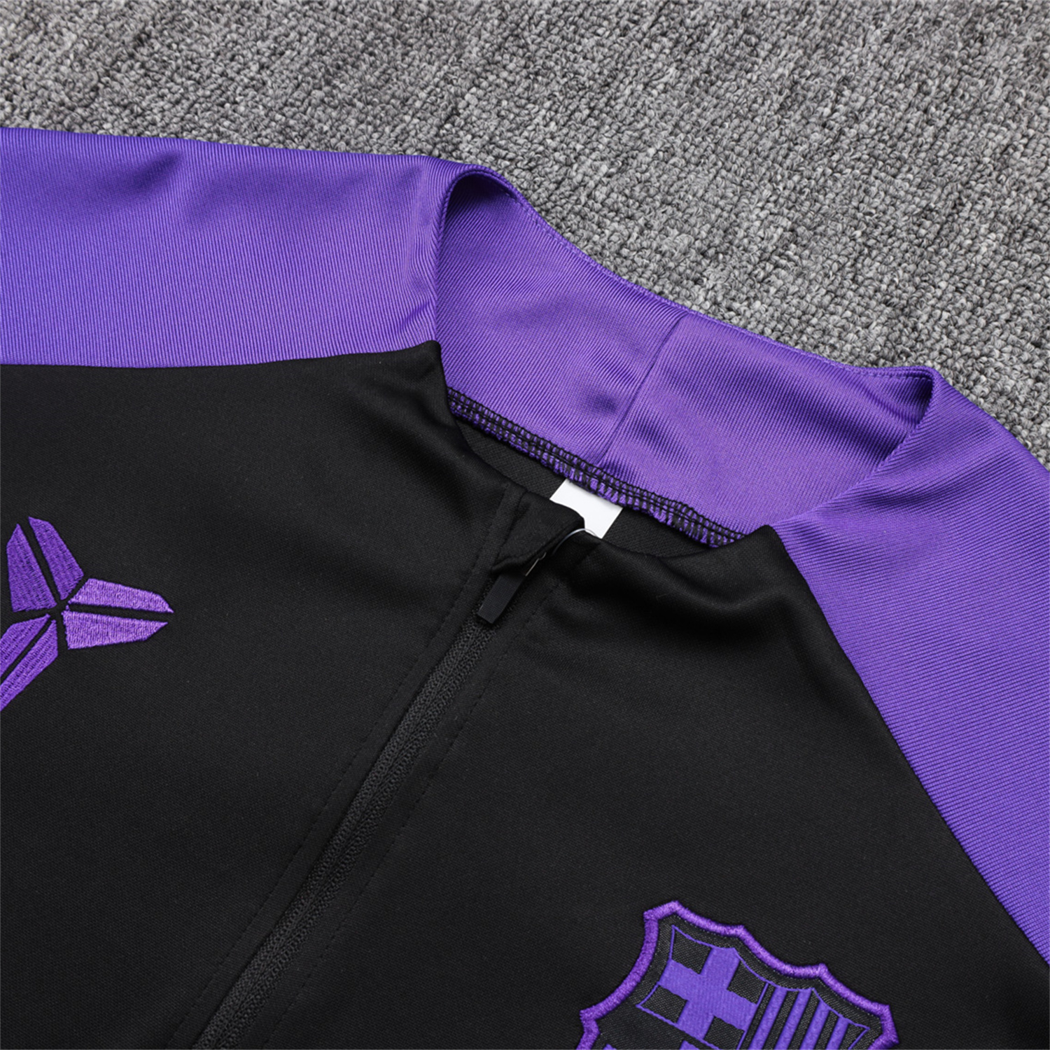 AlphaJersey-Barcelona X KB 25-26 Long Sleeve Training Set - Black Top with Purple Badge and Black Pants