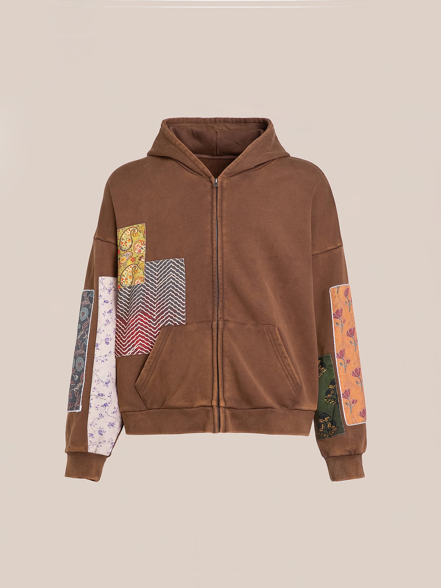 Tapestry Patchwork Zip Up Hoodie | Modern Menswear by yycbvcnbmmnbm