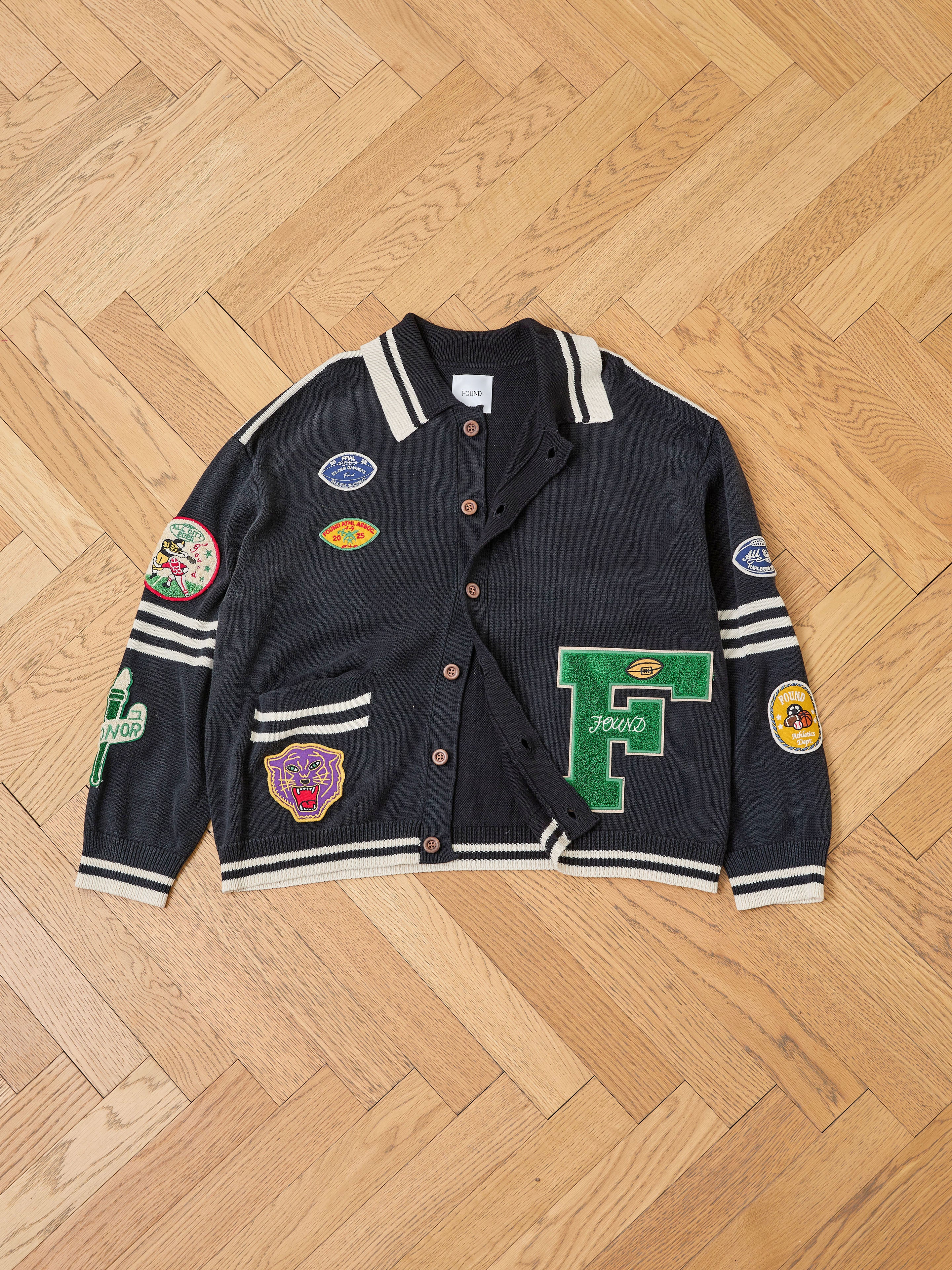 Varsity Patch Collared Cardigan | Modern Menswear by yycbvcnbmmnbm