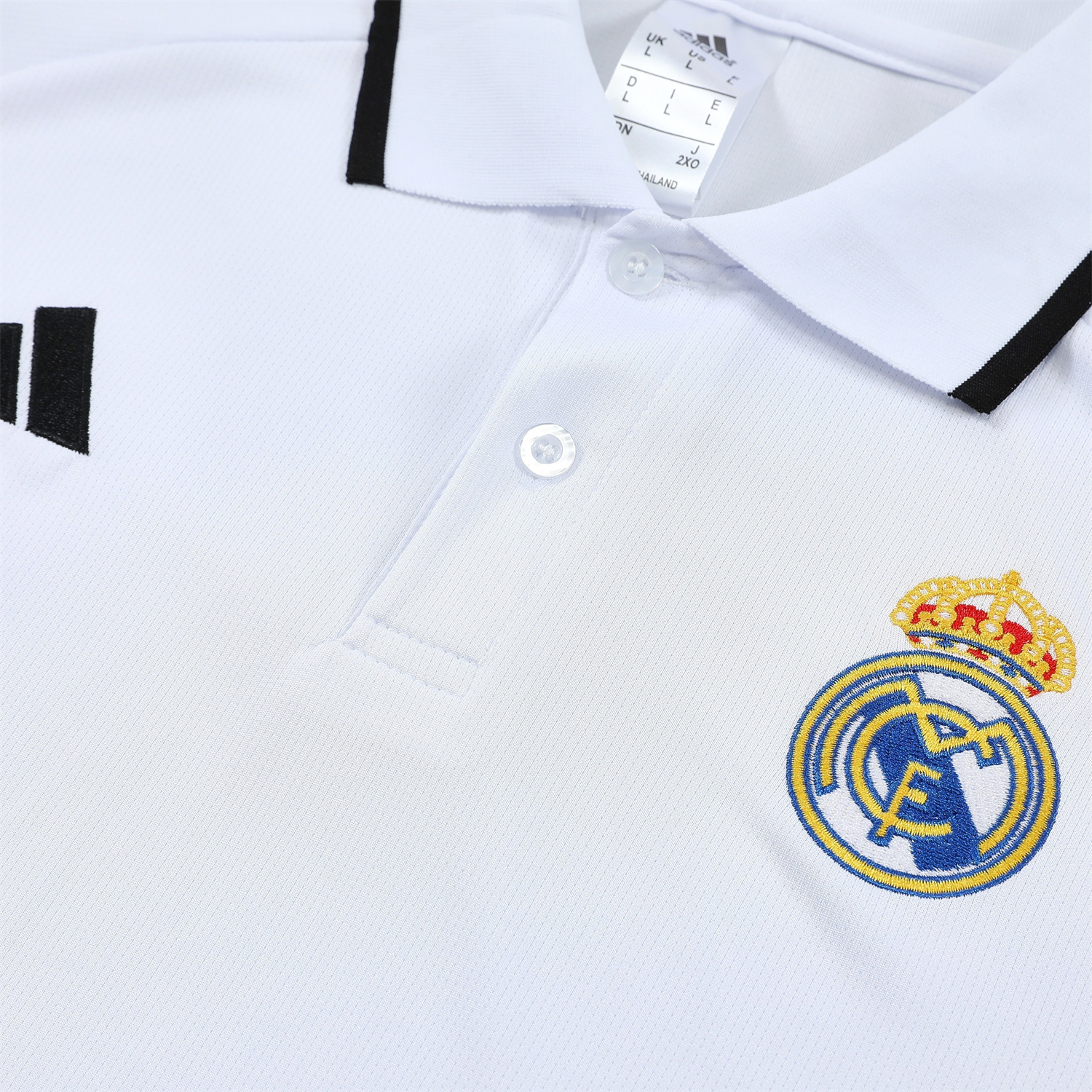 AlphaJersey-Real Madrid 25-26 POLO Short-Sleeve Training Set - White Top and Black Pants