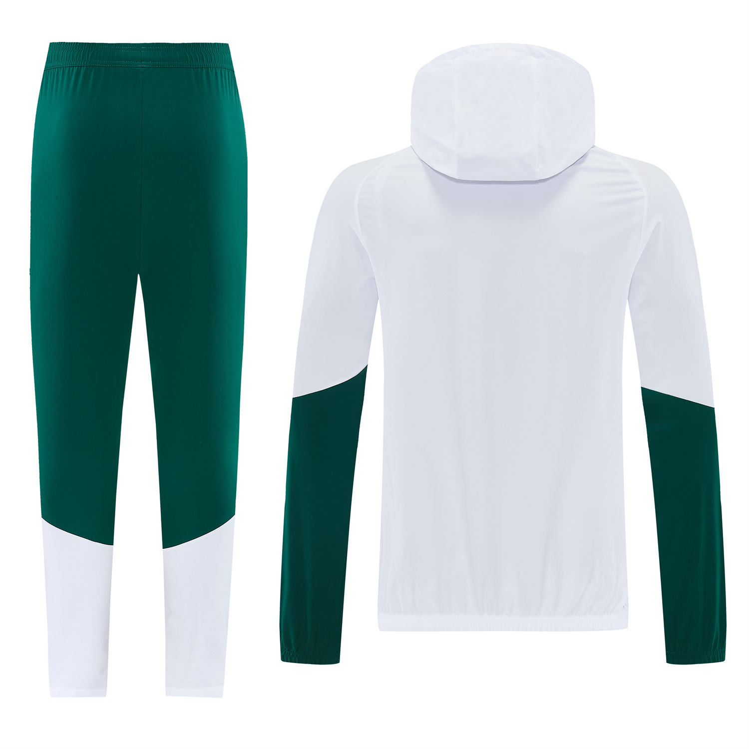 AlphaJersey-Italy 2026 Hooded Windbreaker Training Set - White Top & Green Pants