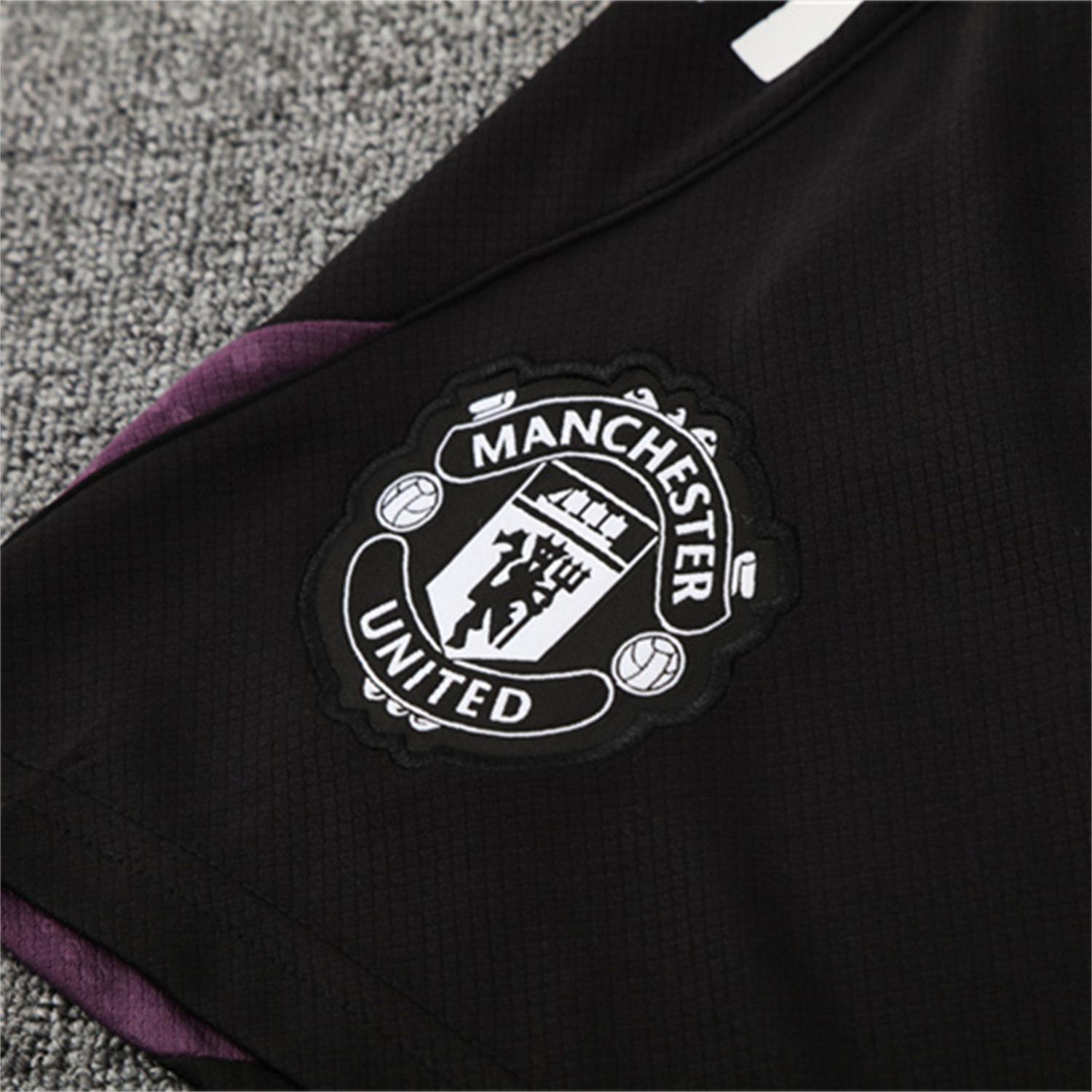 AlphaJersey-Manchester United 25-26 Short-Sleeve Training Set - White Purple Top & Black Shorts