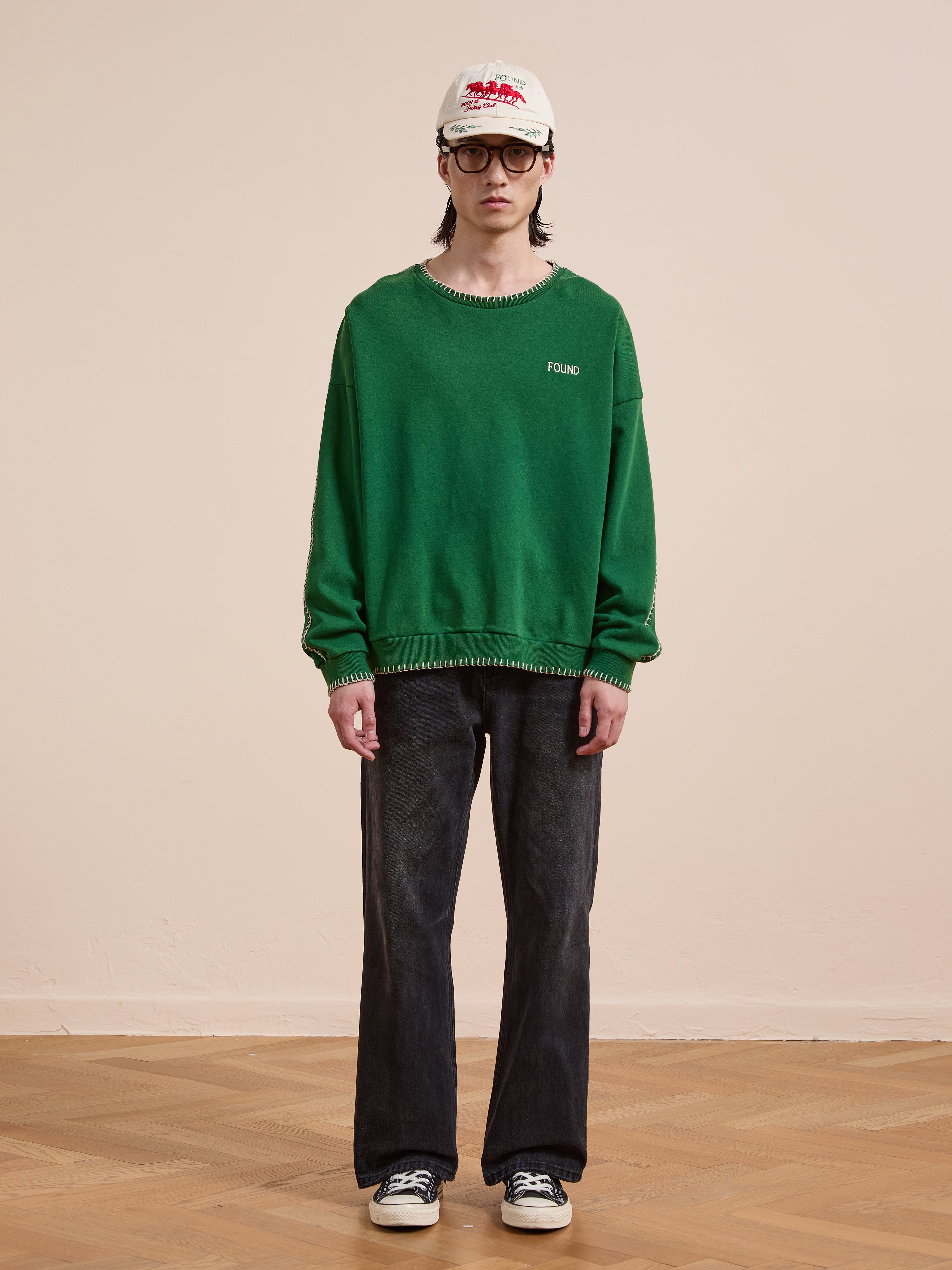 Stitched Border Distressed Crewneck | Modern Menswear by yycbvcnbmmnbm