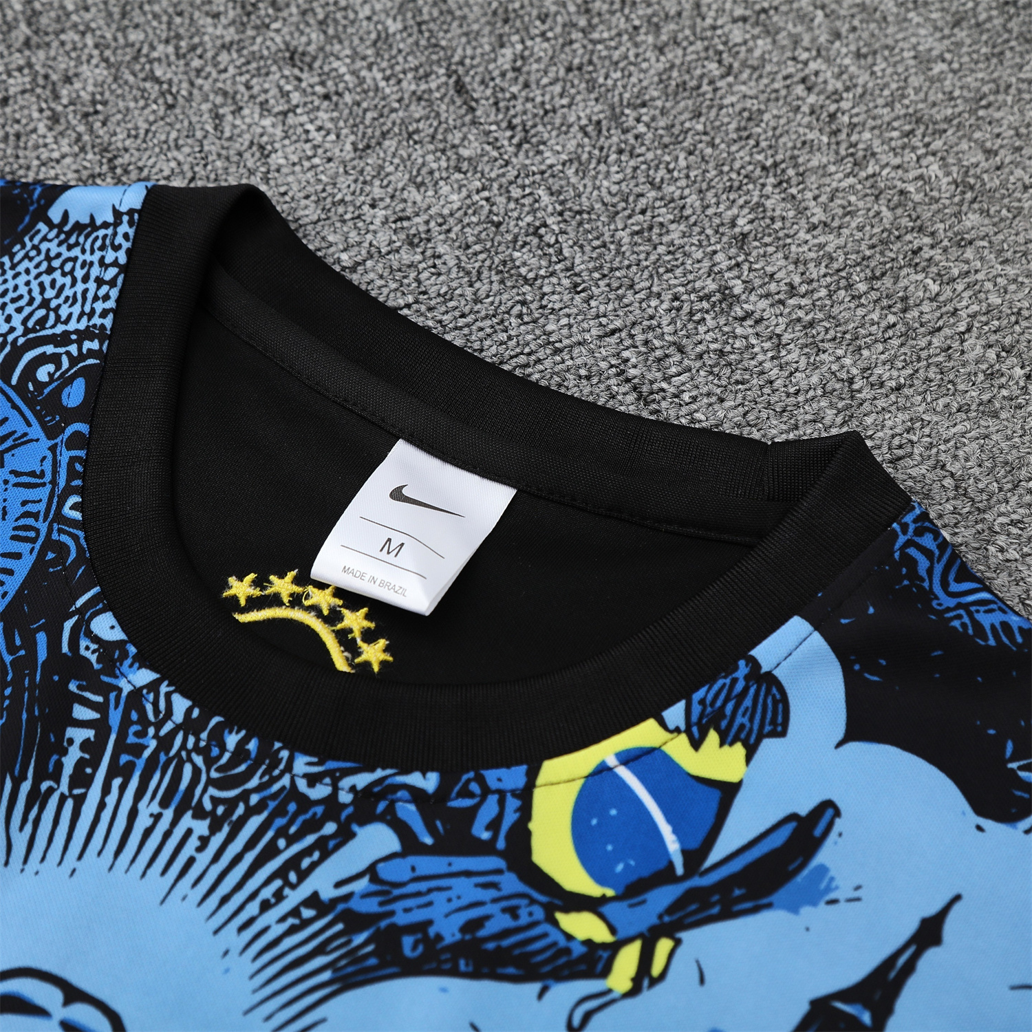 AlphaJersey-Brazil 25-26 Blue Jesus Statue Vest Training Set - Blue Vest & Black Shorts