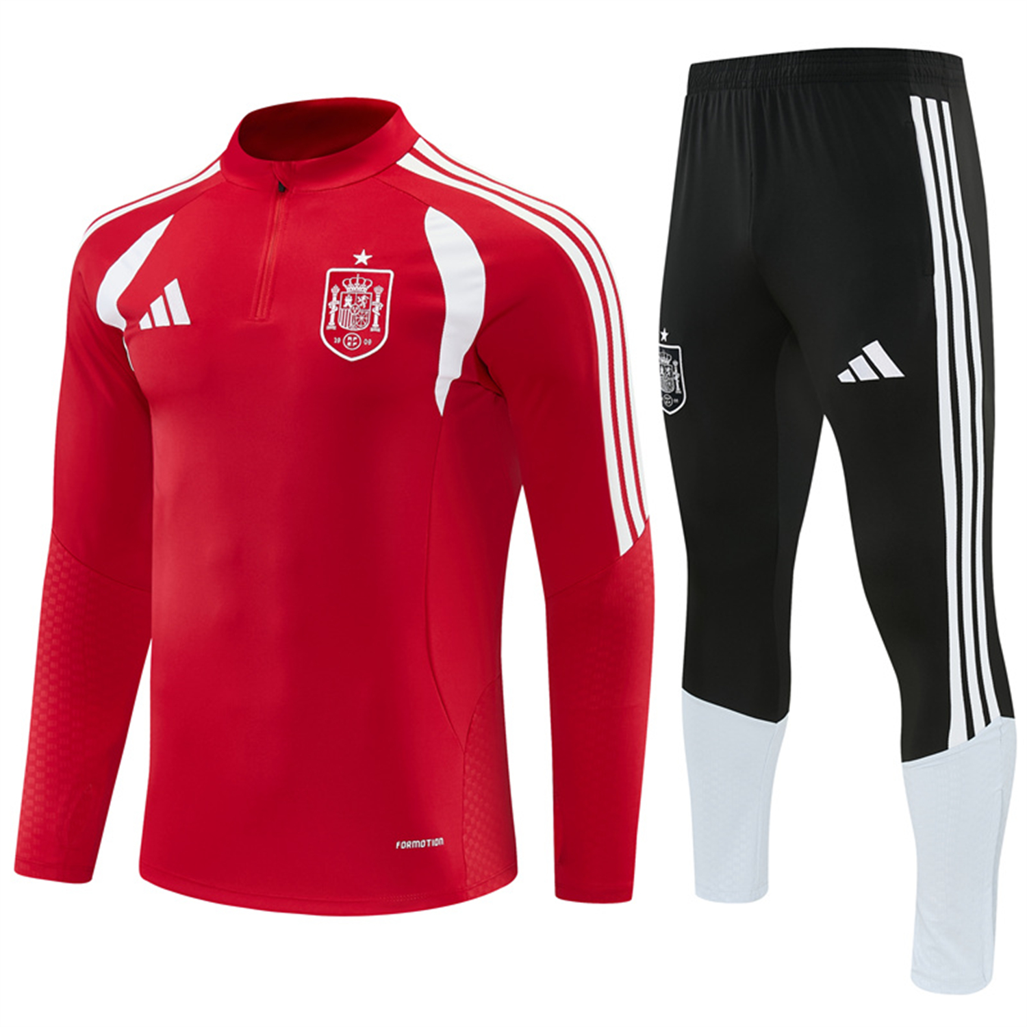 AlphaJersey-Spain 2026 Long Sleeve Training Set - Red Top & Black Pants