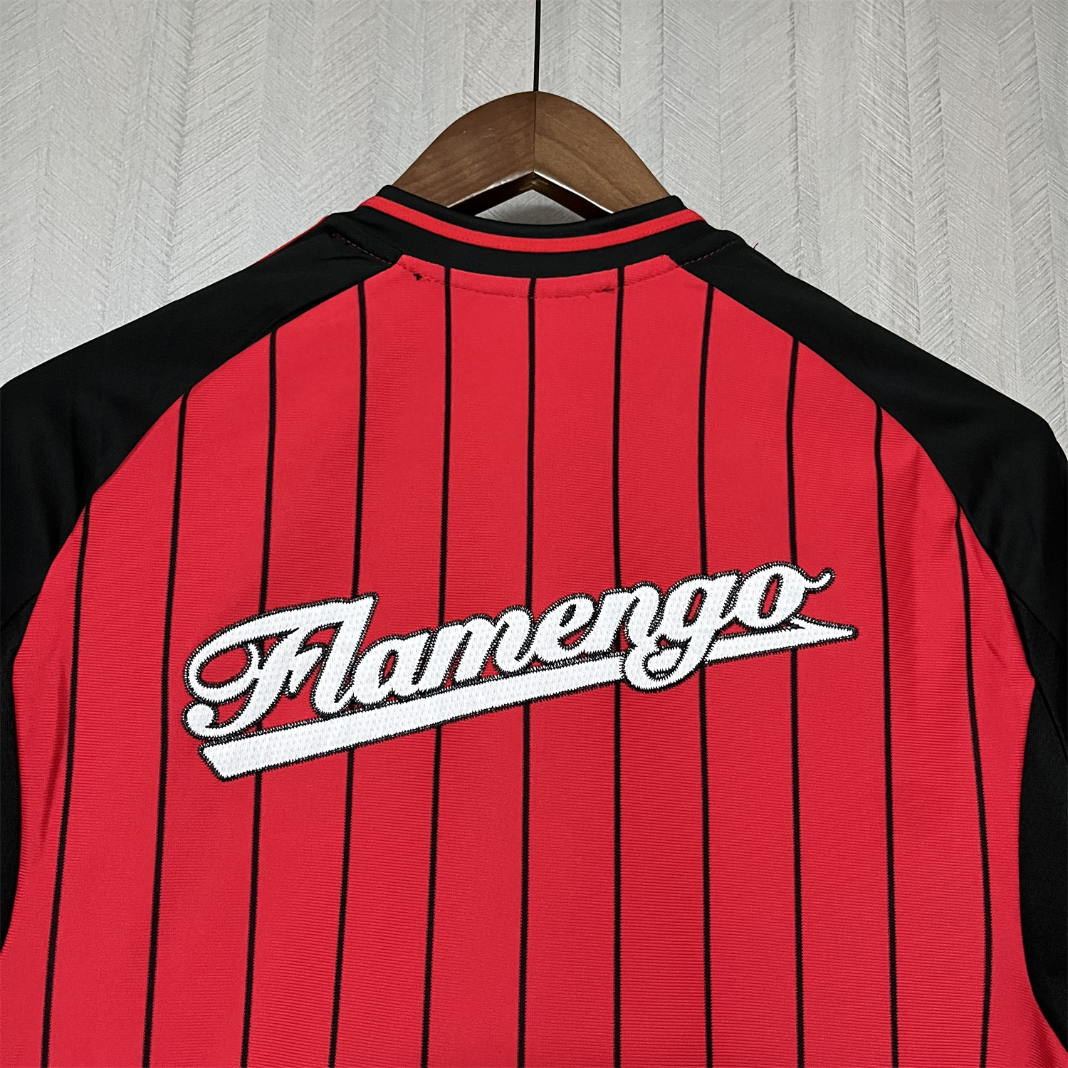 AlphaJersey-Flamengo 25-26 Red Baseball Jersey with Black Stripes