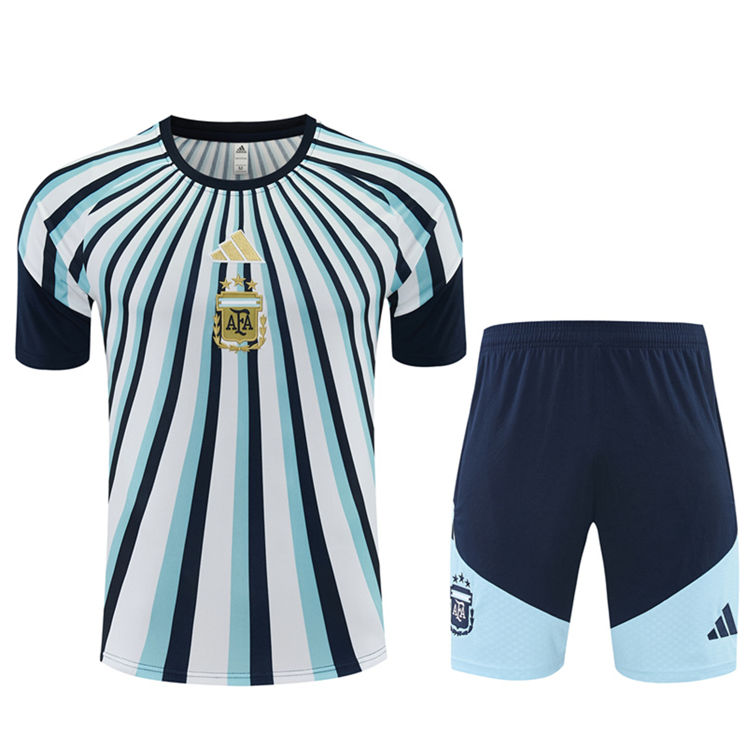 AlphaJersey-Argentina 2026 Kids Short-Sleeve Training Set - Blue Rays Top and Blue Shorts