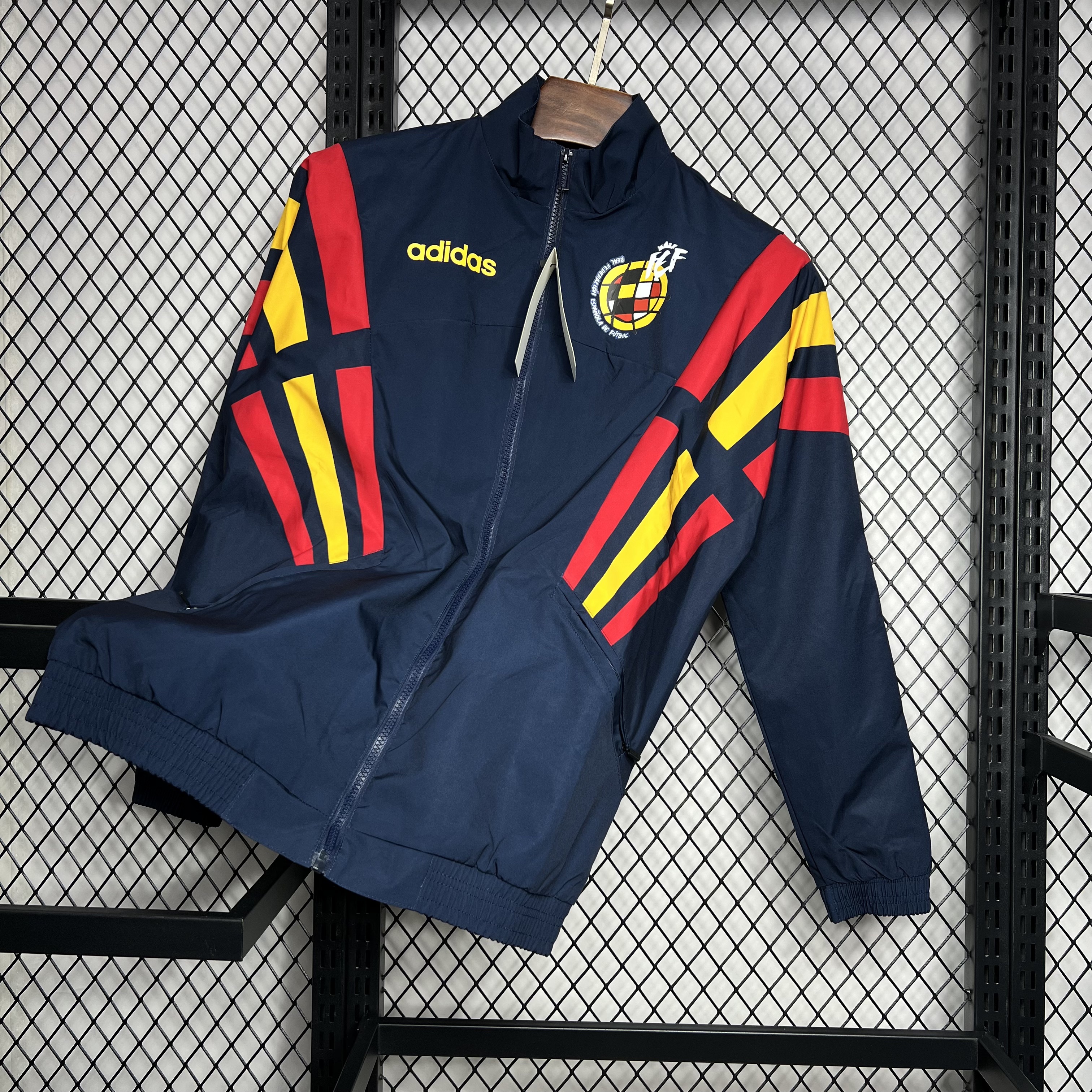 AlphaJersey-Spain 2024 Retro Style Player Windbreaker Jacket - Deep Blue