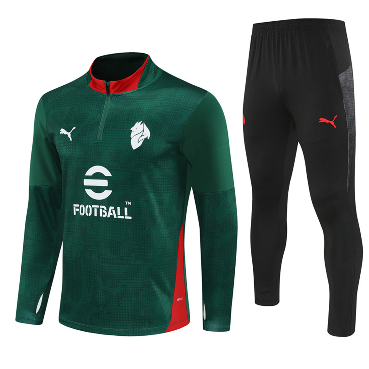 AlphaJersey-AC Milan 25-26 Long Sleeve Training Set - Army Green Top & Black Pants