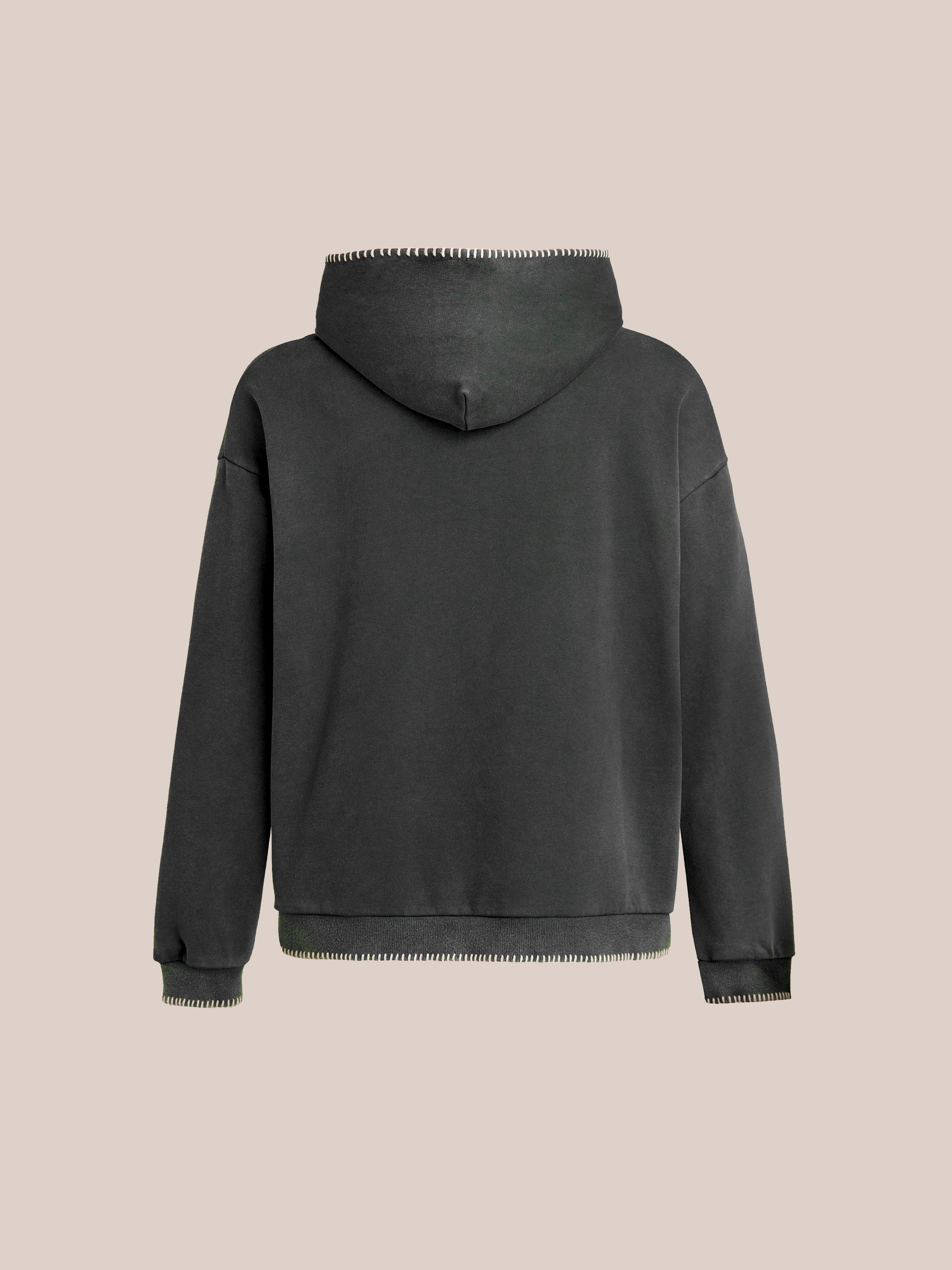 Stitched Border Distressed Logo Hoodie | Modern Menswear by yycbvcnbmmnbm