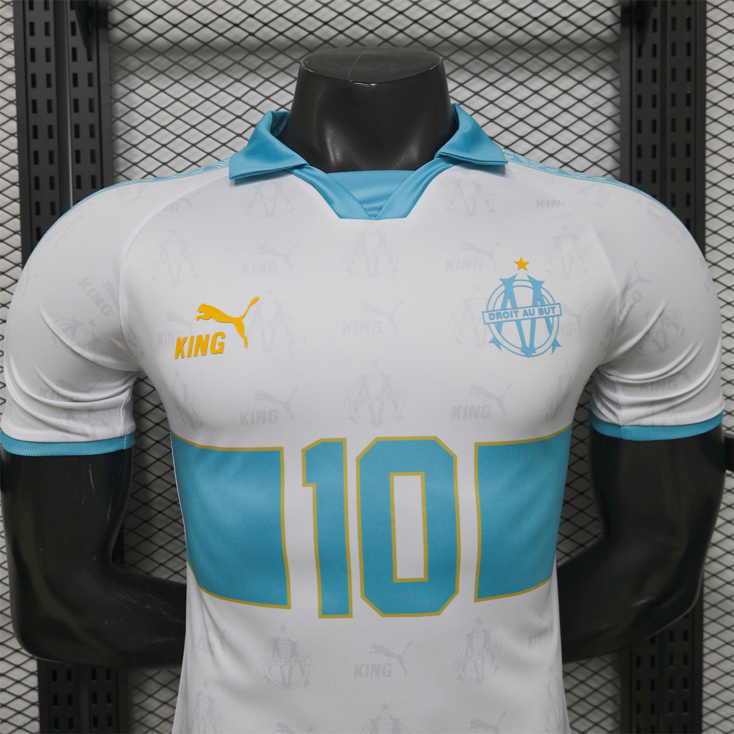 AlphaJersey-Marseille 25-26 Retro Style White Jersey -Player Version