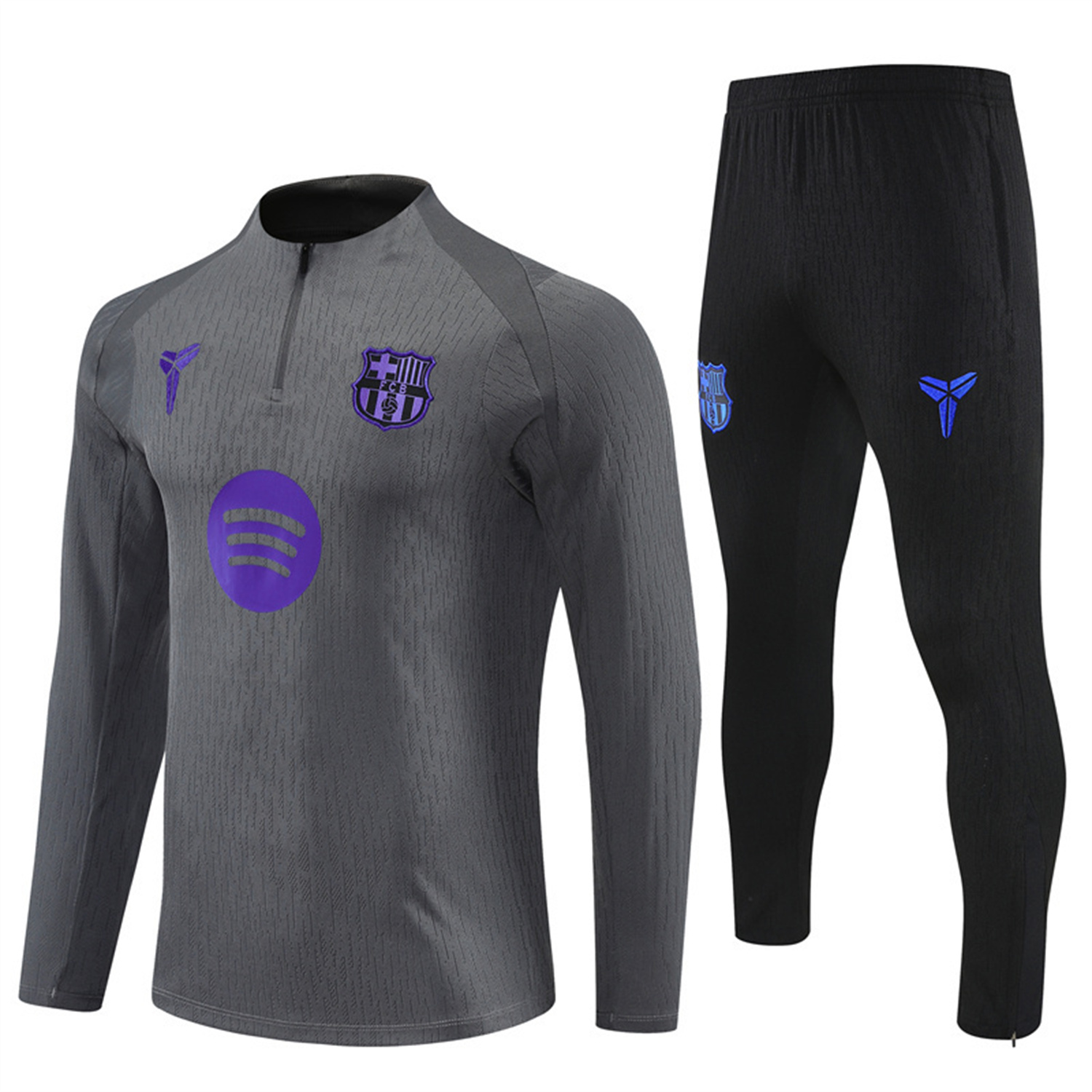 AlphaJersey-Barcelona 25-26 Long Sleeve Training Set - Grey Top & Black Pants