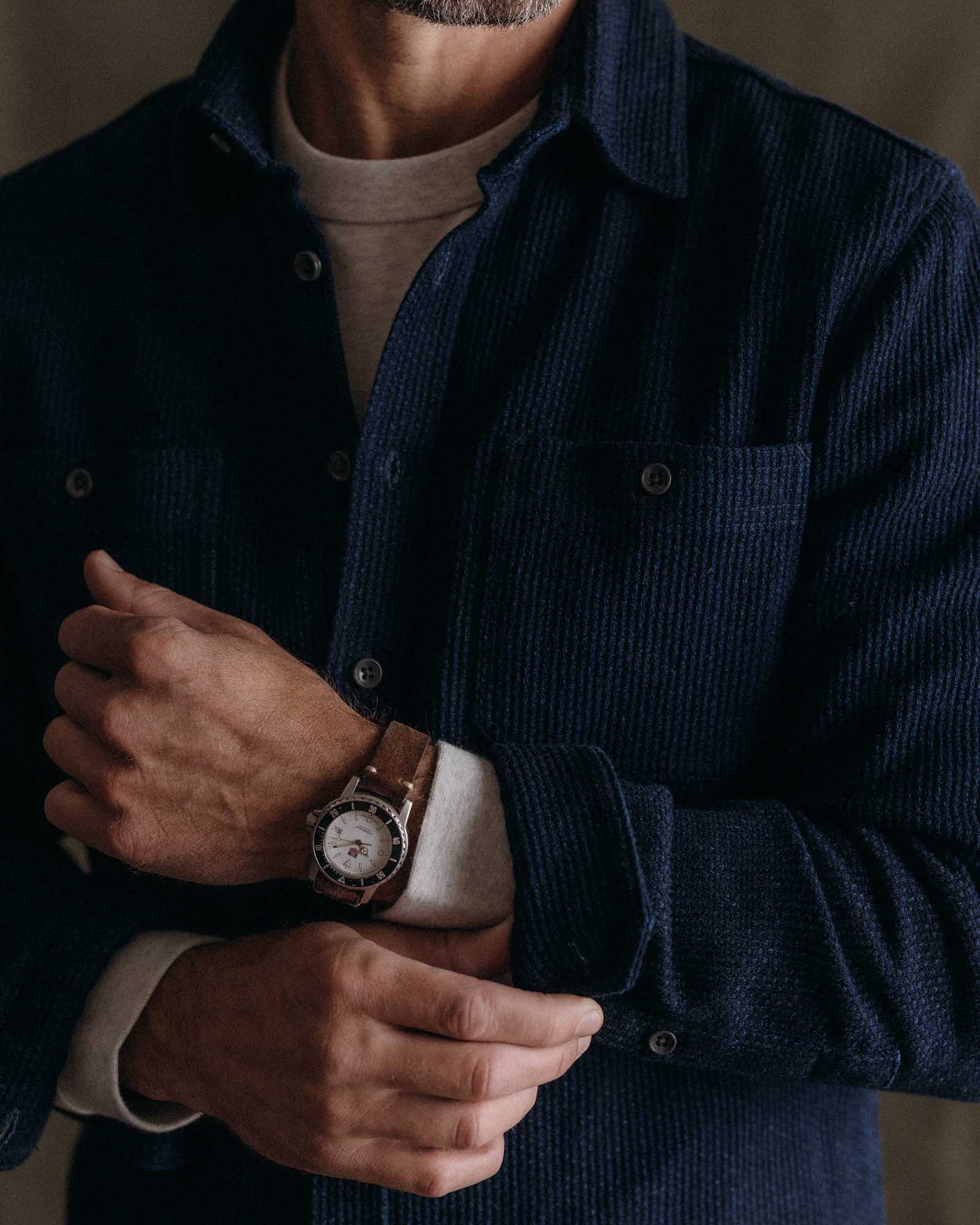 The Utility Shirt in Rinsed Indigo Sashiko | Modern Menswear by yycbvcnbmmnbm