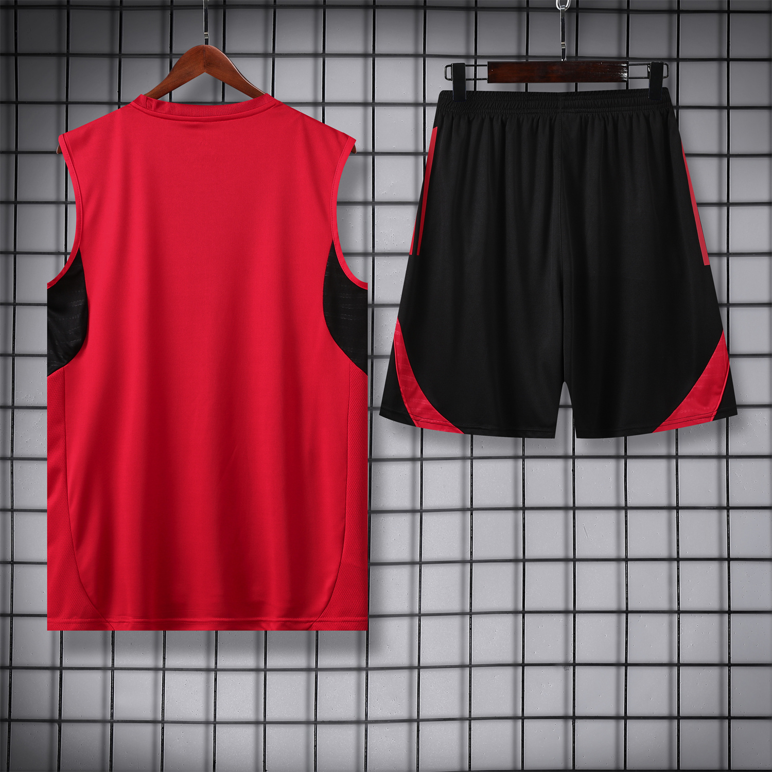 AlphaJersey-Manchester United 25-26 Vest Training Set - Pure Red Vest & Black Shorts