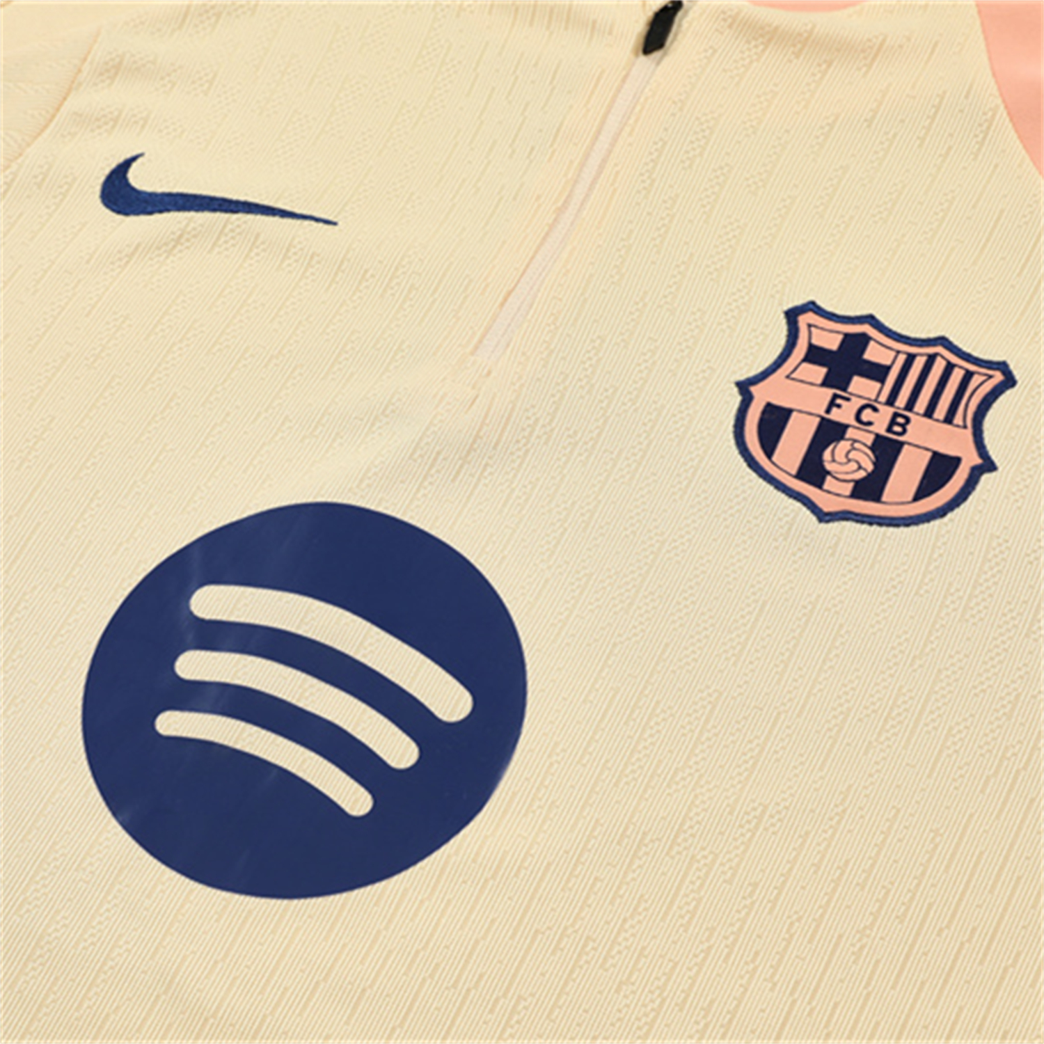 AlphaJersey-Barcelona 25-26 Kids Long Sleeve Training Set - Player Version - Light Yellow Top and Blue Pants