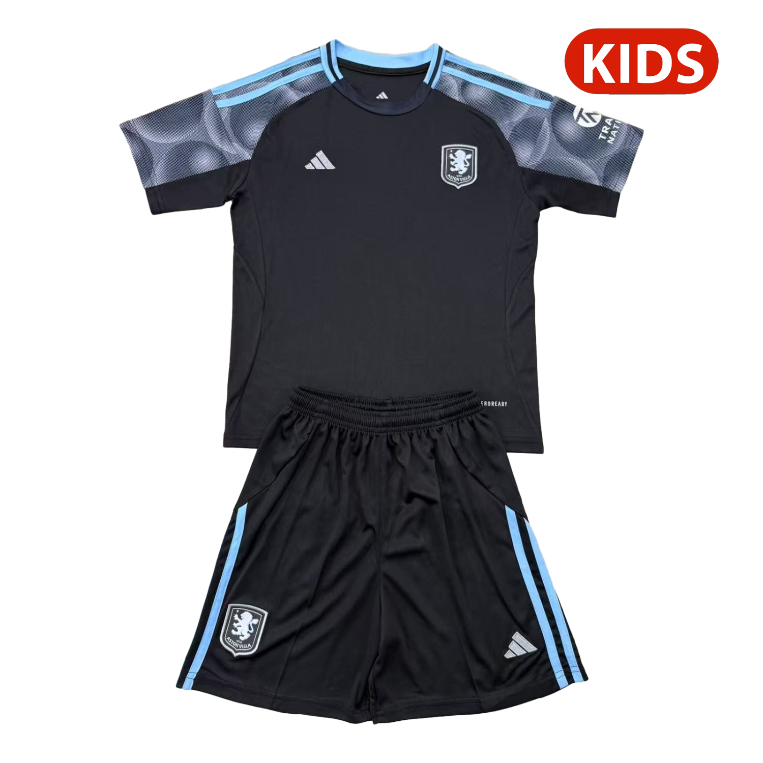 AJ-AlphaJersey-Aston Villa 25-26 Away Unsponsored Kids Kit