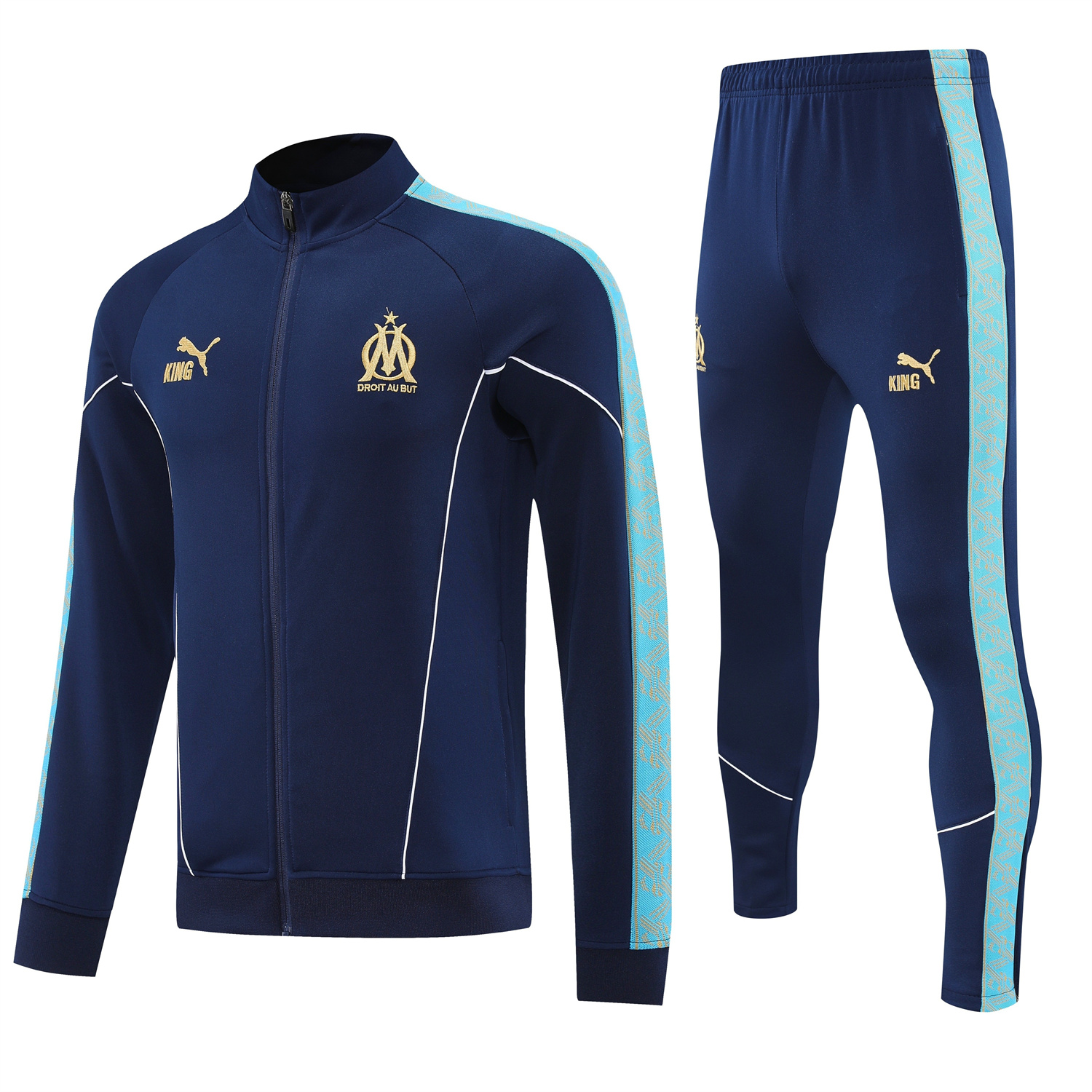 AlphaJersey-Marseille 25-26 Long Sleeve Training Set - Dark Blue Top & Pants