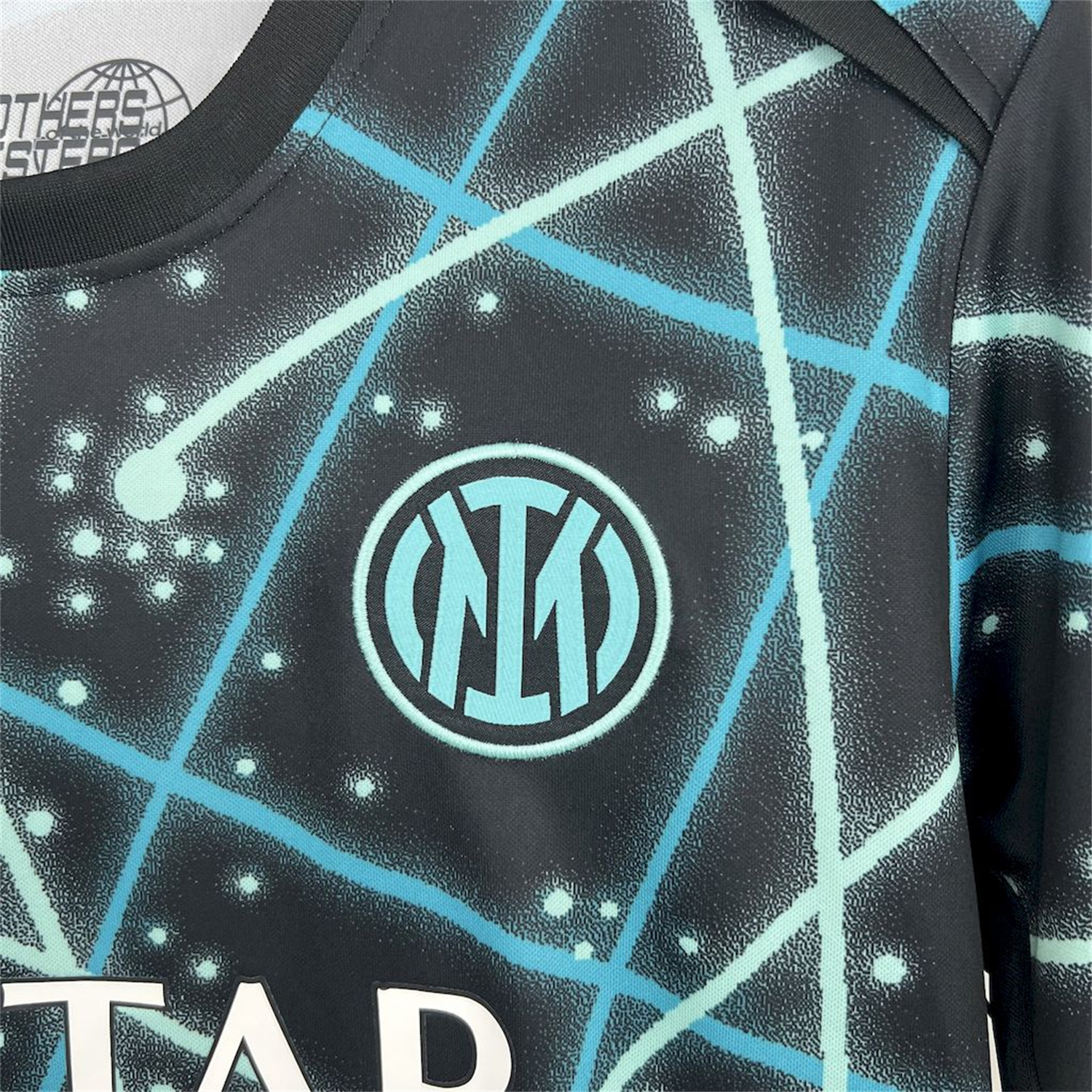 AlphaJersey-Inter Milan 25-26 Blue Lines Black Pre-Match Training Jersey - Fans Version