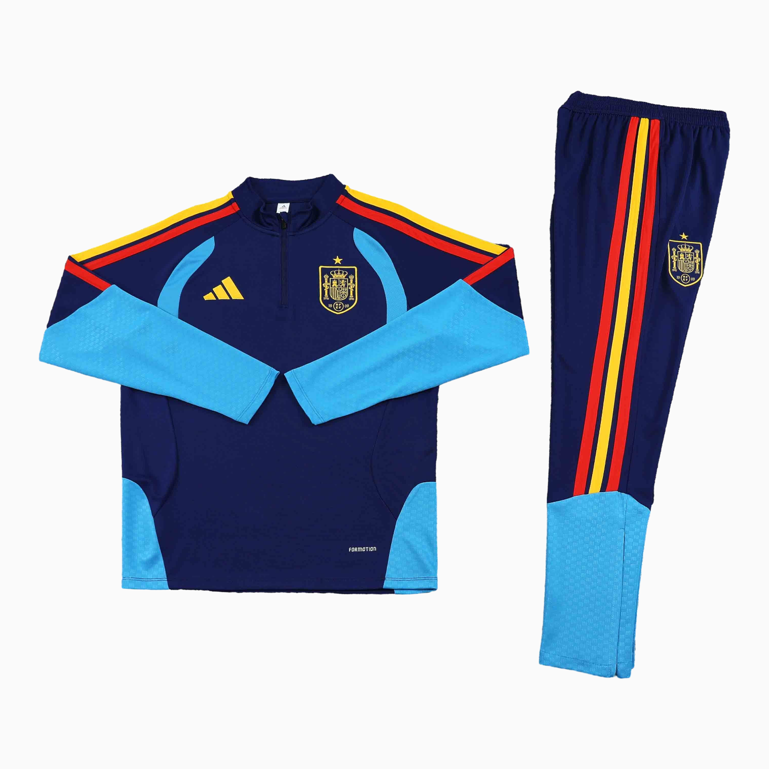 AlphaJersey-Spain 2026 Kids Long Sleeve Training Set - Deep Blue Top & Pants