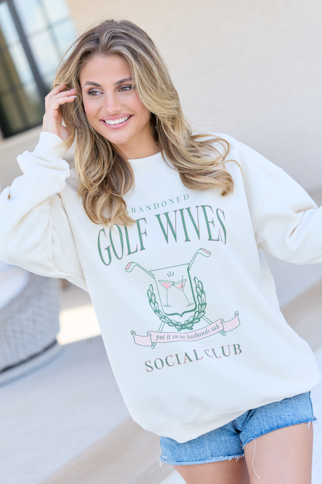 Golf Wives Cream Graphic Sweatshirt DOORBUSTER | Elegant Women's Fashion by coolavocek