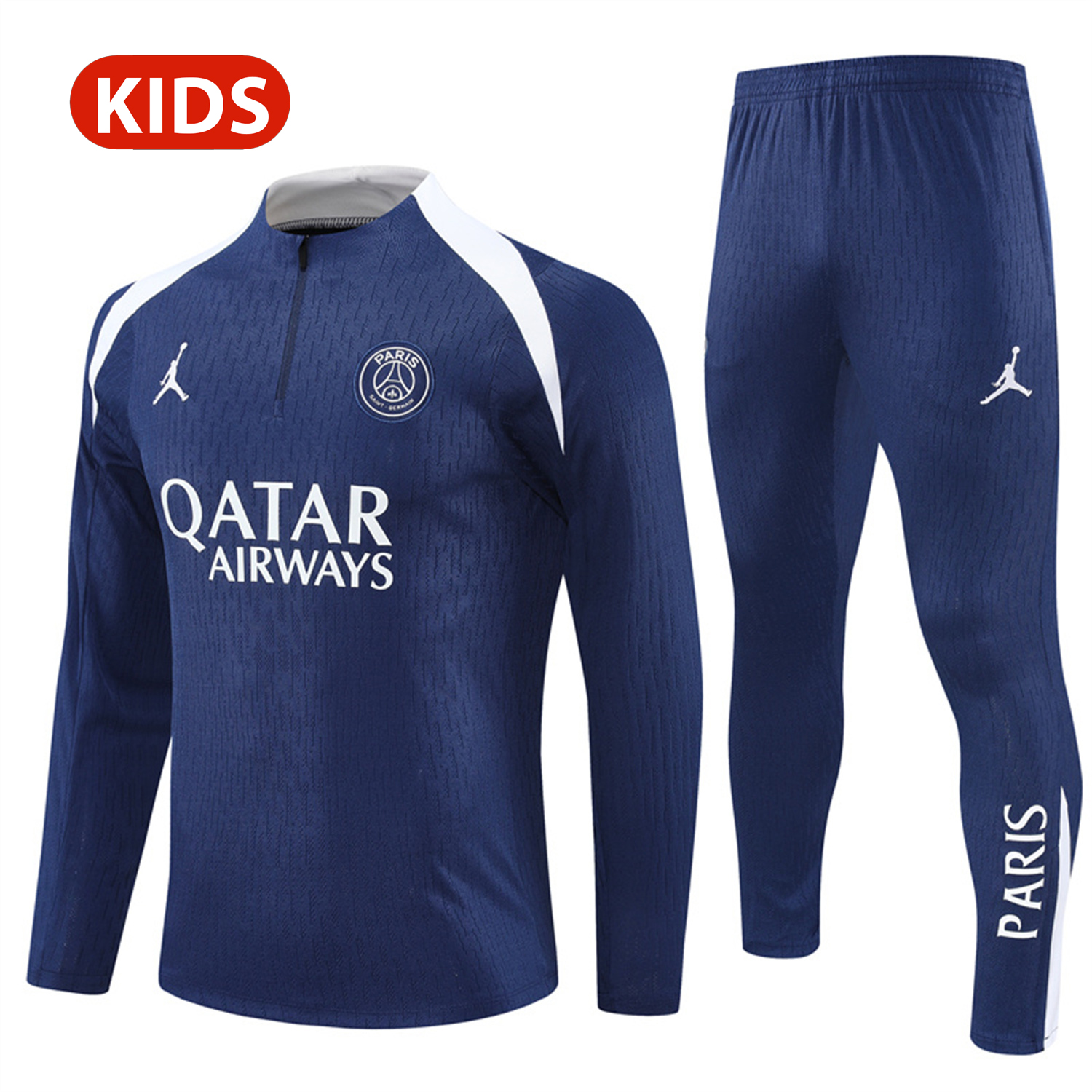 AlphaJersey-Paris Saint-Germain PSG 25-26 Kid Long Sleeves Training Set - Royal Blue Top & Royal Blue Pants