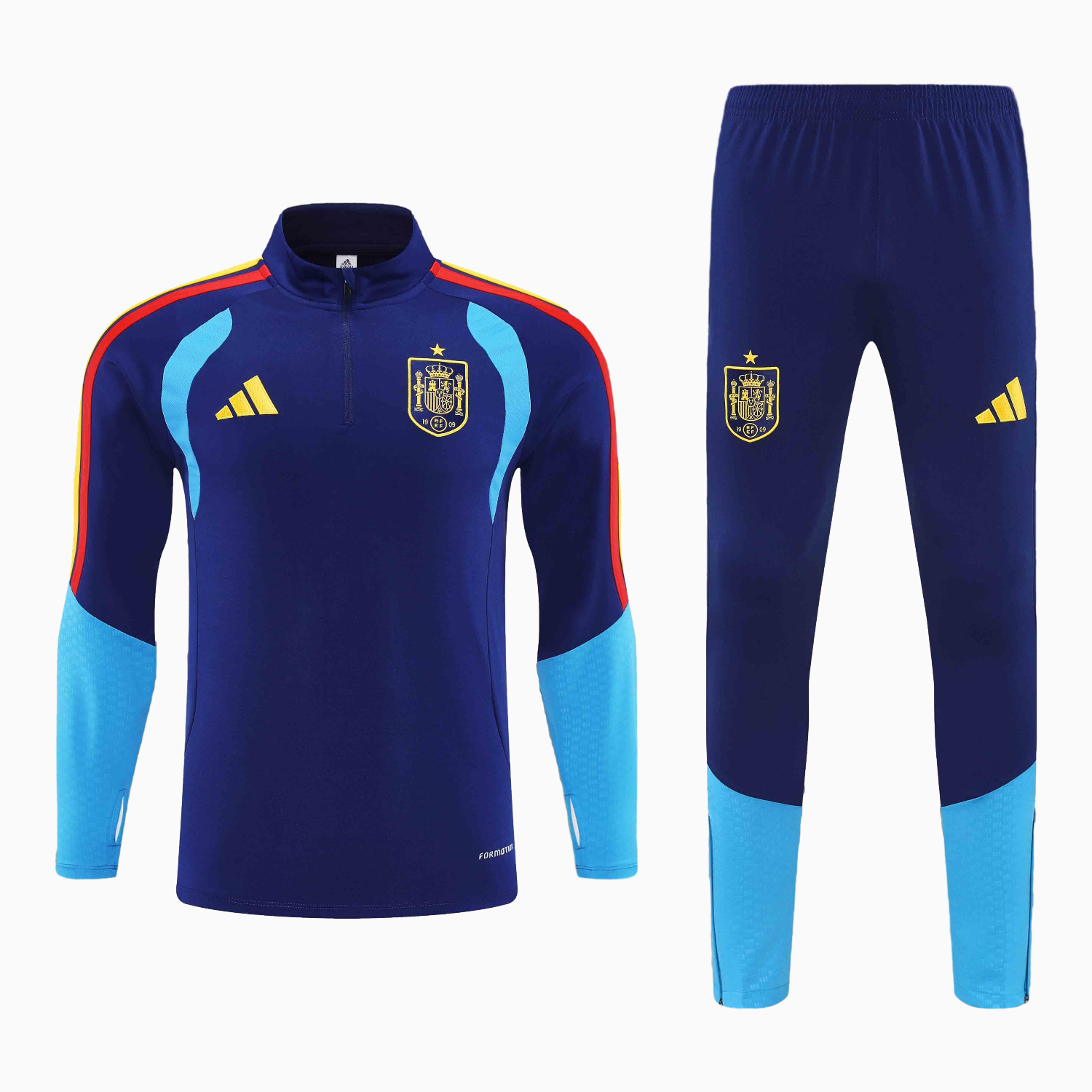 AlphaJersey-Spain 2026 Kids Long Sleeve Training Set - Deep Blue Top & Pants